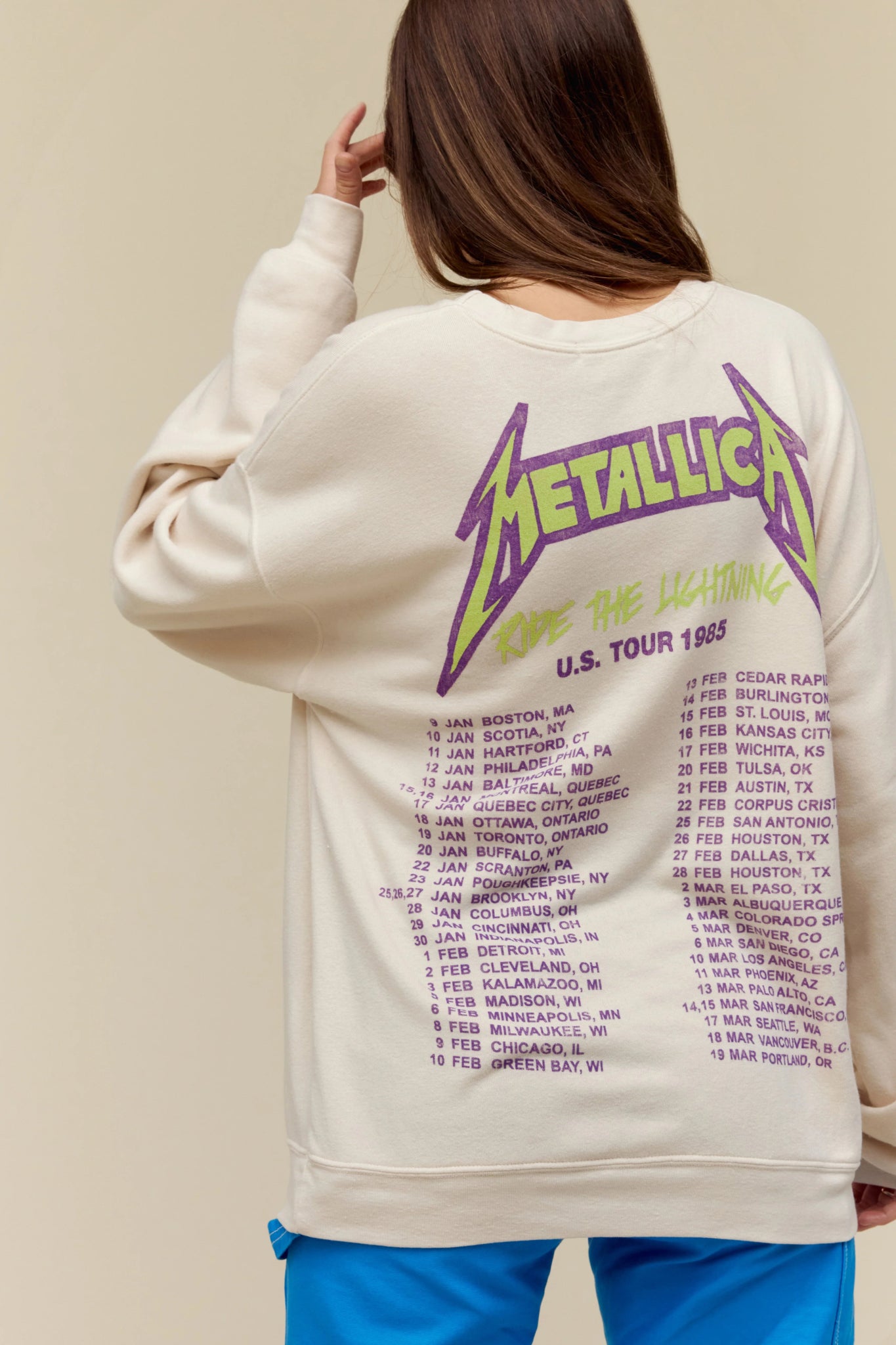 Daydreamer Graphic Sweatshirt | Metallica Ride The Lightning | BF Crew - Women's Shirts & Tops - Blooming Daily