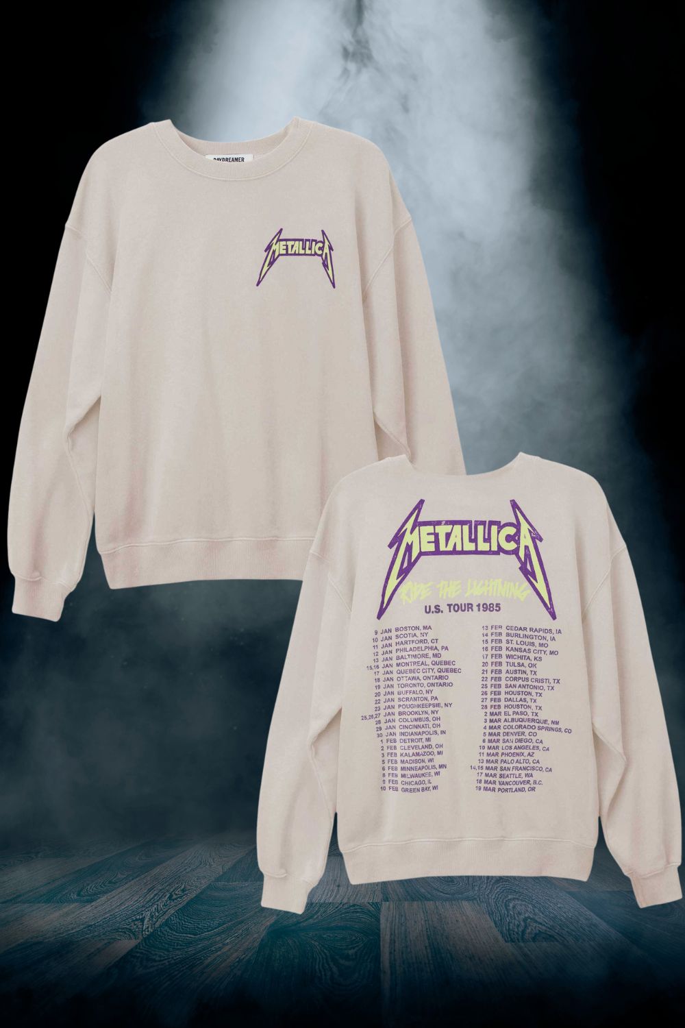Daydreamer Graphic Sweatshirt | Metallica Ride The Lightning | BF Crew - Women&#39;s Shirts &amp; Tops - Blooming Daily