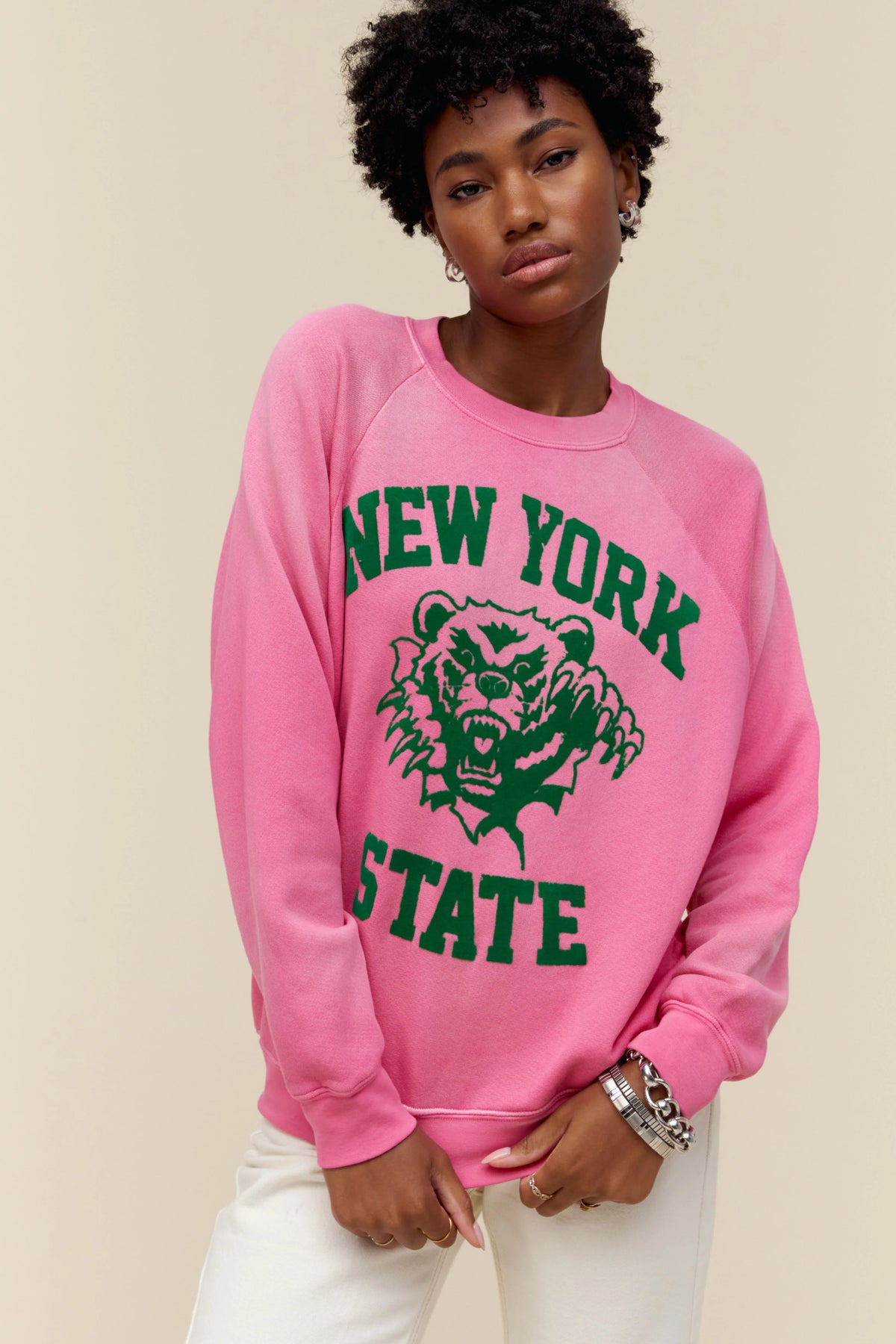Daydreamer Graphic Sweatshirt | New York State Bear | Vintage Crewneck - Women&#39;s Shirts &amp; Tops - Blooming Daily