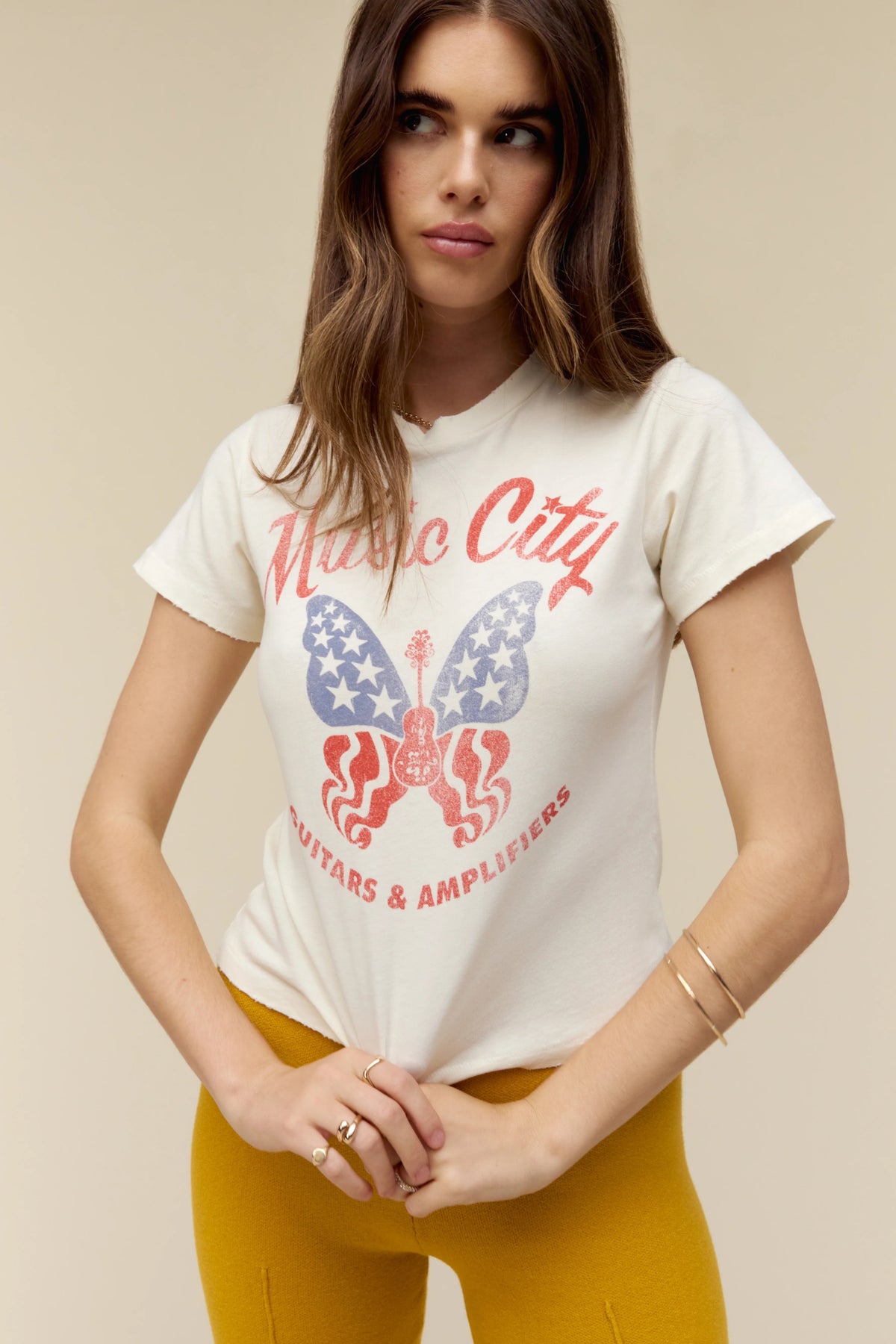 Daydreamer Graphic Tee | Music City Butterfly | Vintage T-Shirt - Women&#39;s Shirts &amp; Tops - Blooming Daily