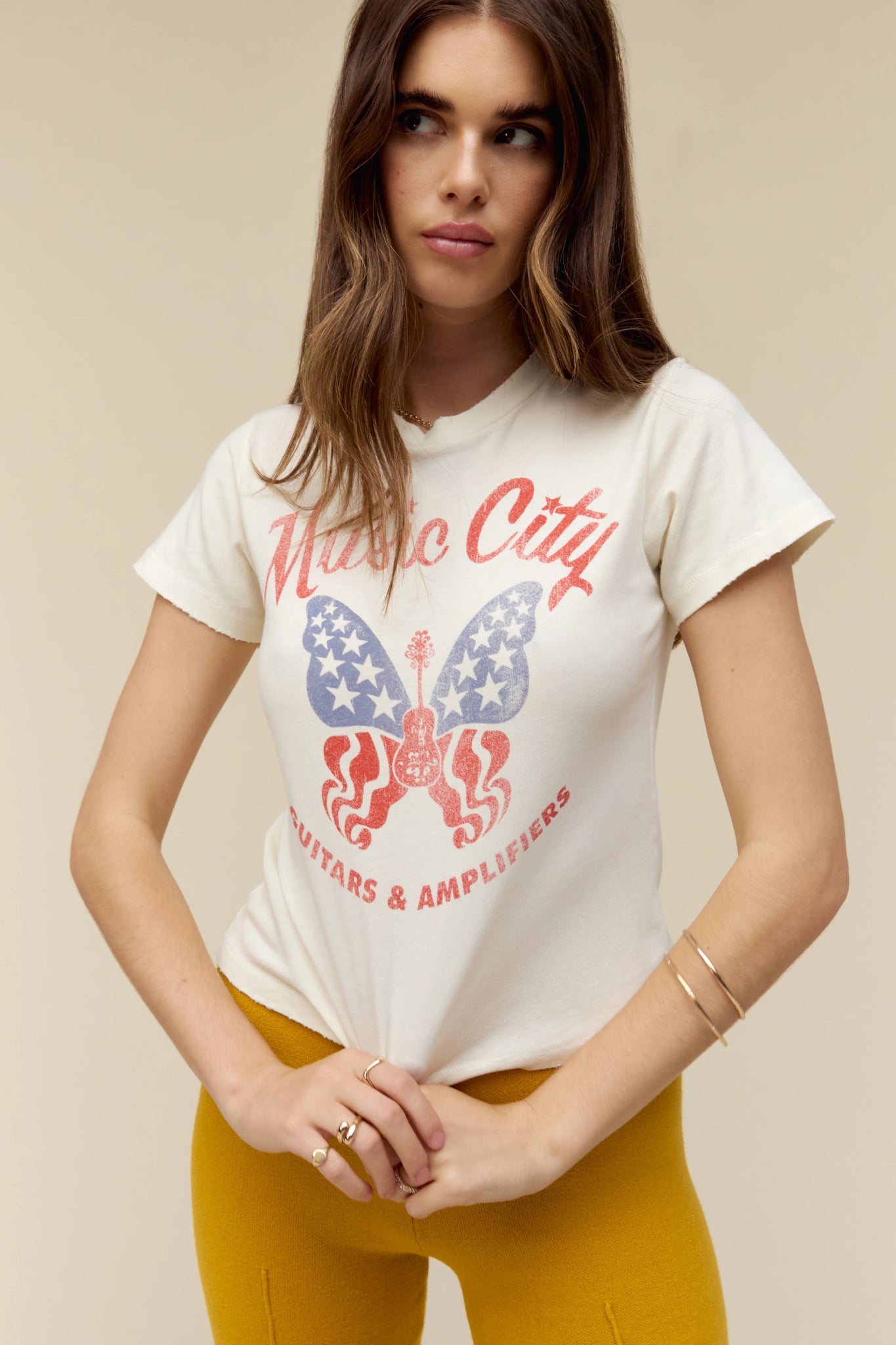 Daydreamer Graphic Tee | Music City Butterfly | Vintage T-Shirt - Women's Shirts & Tops - Blooming Daily