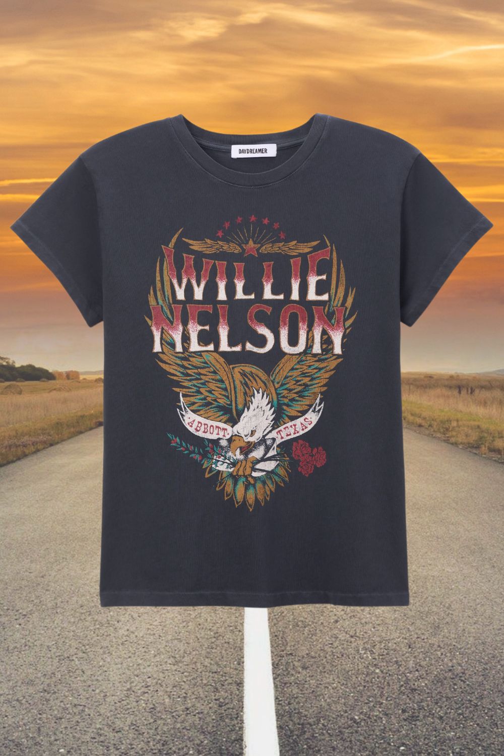 Daydreamer Graphic Tee | Willie Nelson Texas | Tour Tee - Women's Shirts & Tops - Blooming Daily