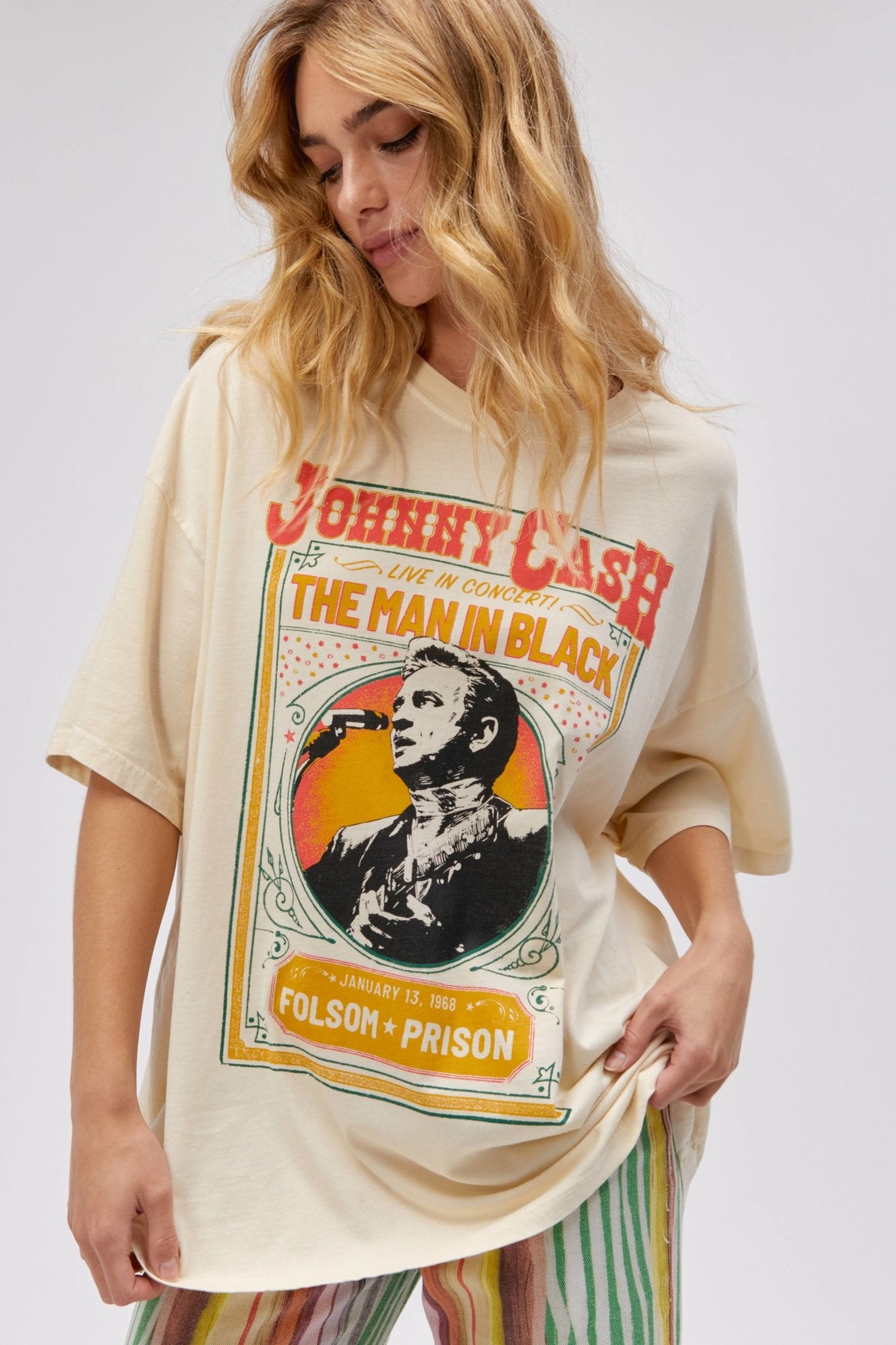 Johnny Cash Vintage Concert Iron On Transfer Long Sleeve T-Shirt Tee