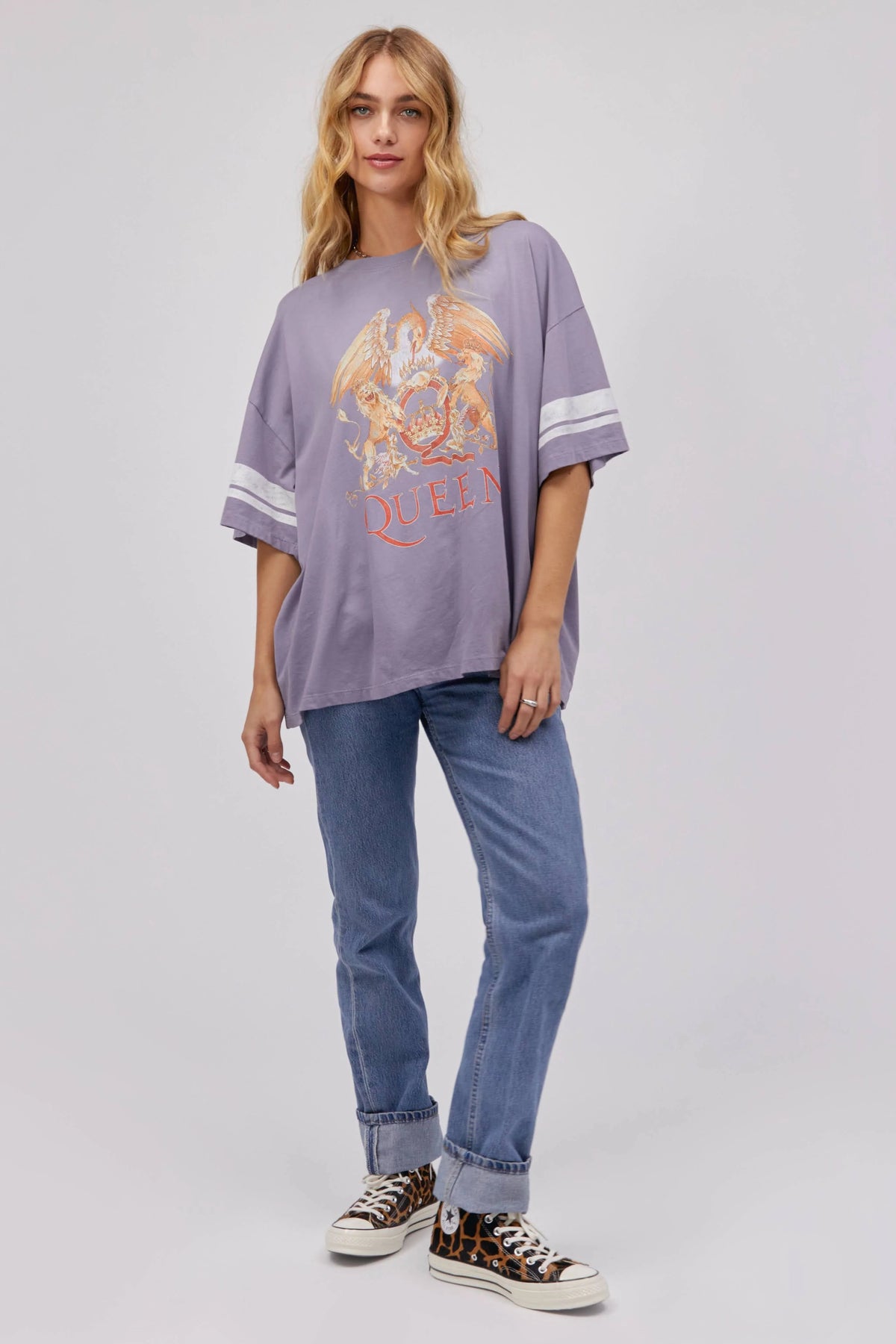Daydreamer LA | Queen Varsity College Crest Tee | Hazy Violet - Women&#39;s Shirts &amp; Tops - Blooming Daily