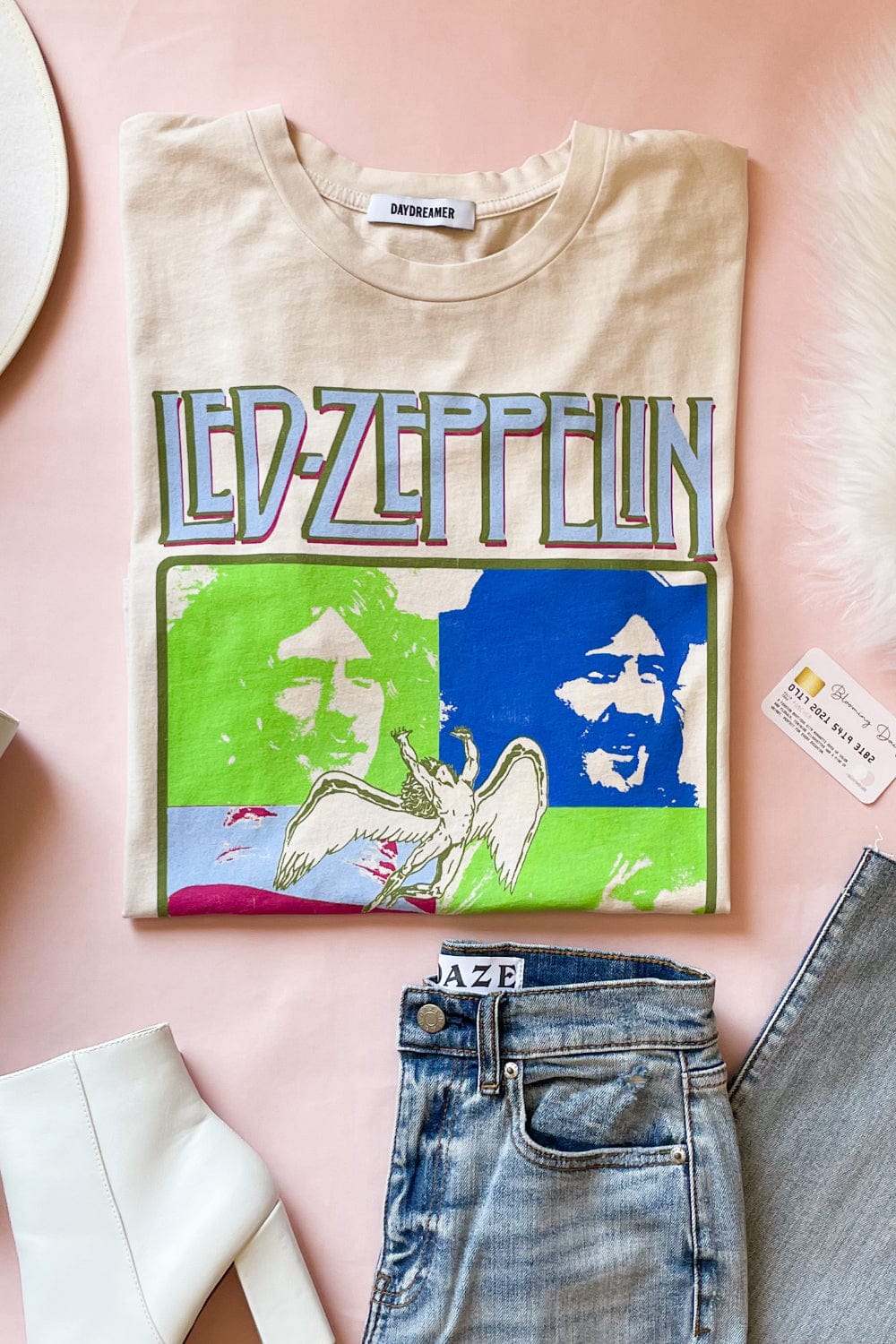 DAYDREAMER Led Zeppelin Four Square Graphic Merch Tee - Shirts &amp; Tops - Blooming Daily