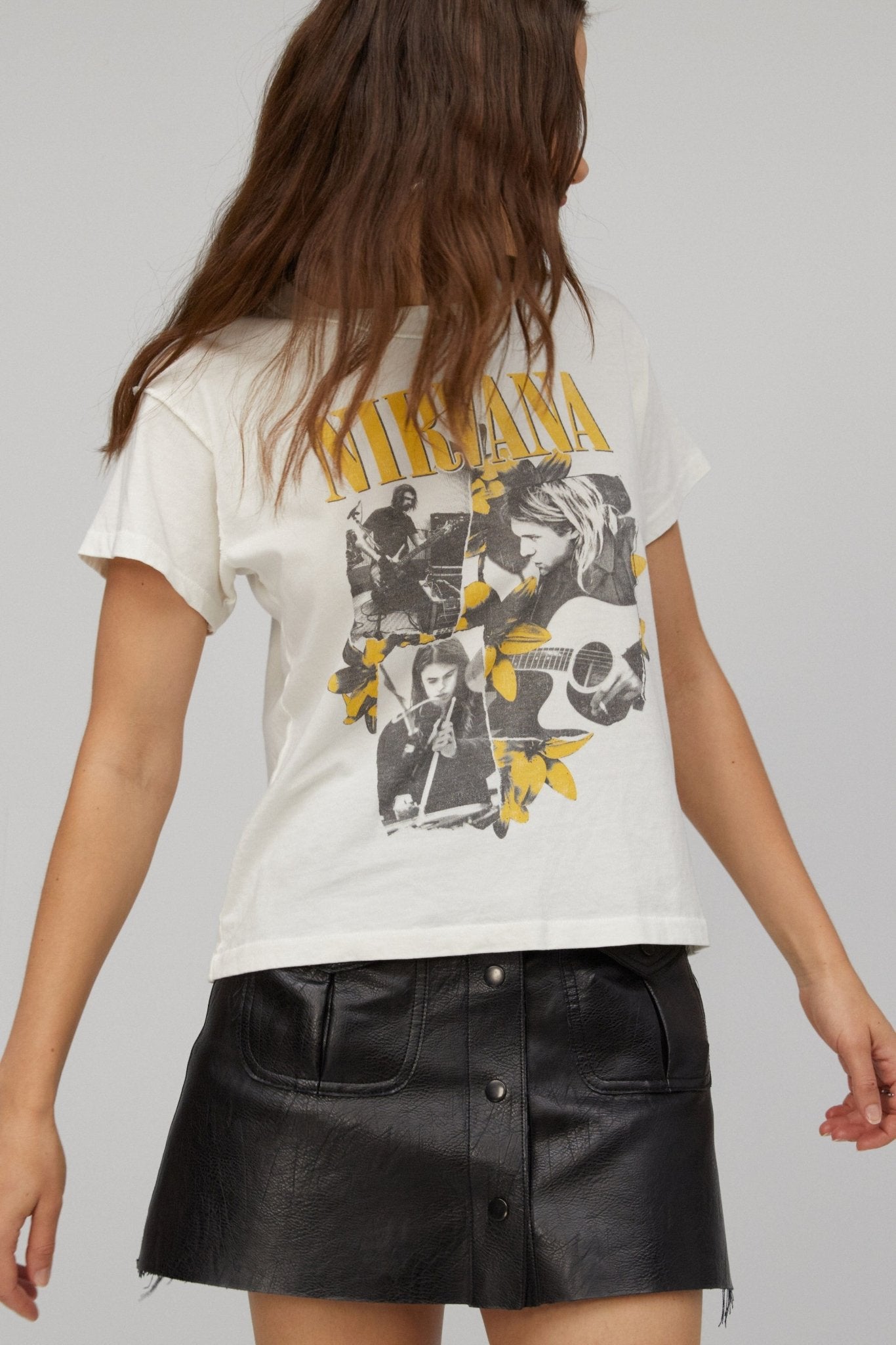 DAYDREAMER Nirvana Collage Reverse Girlfriend Tee in Vintage White - Graphic Tee - Blooming Daily