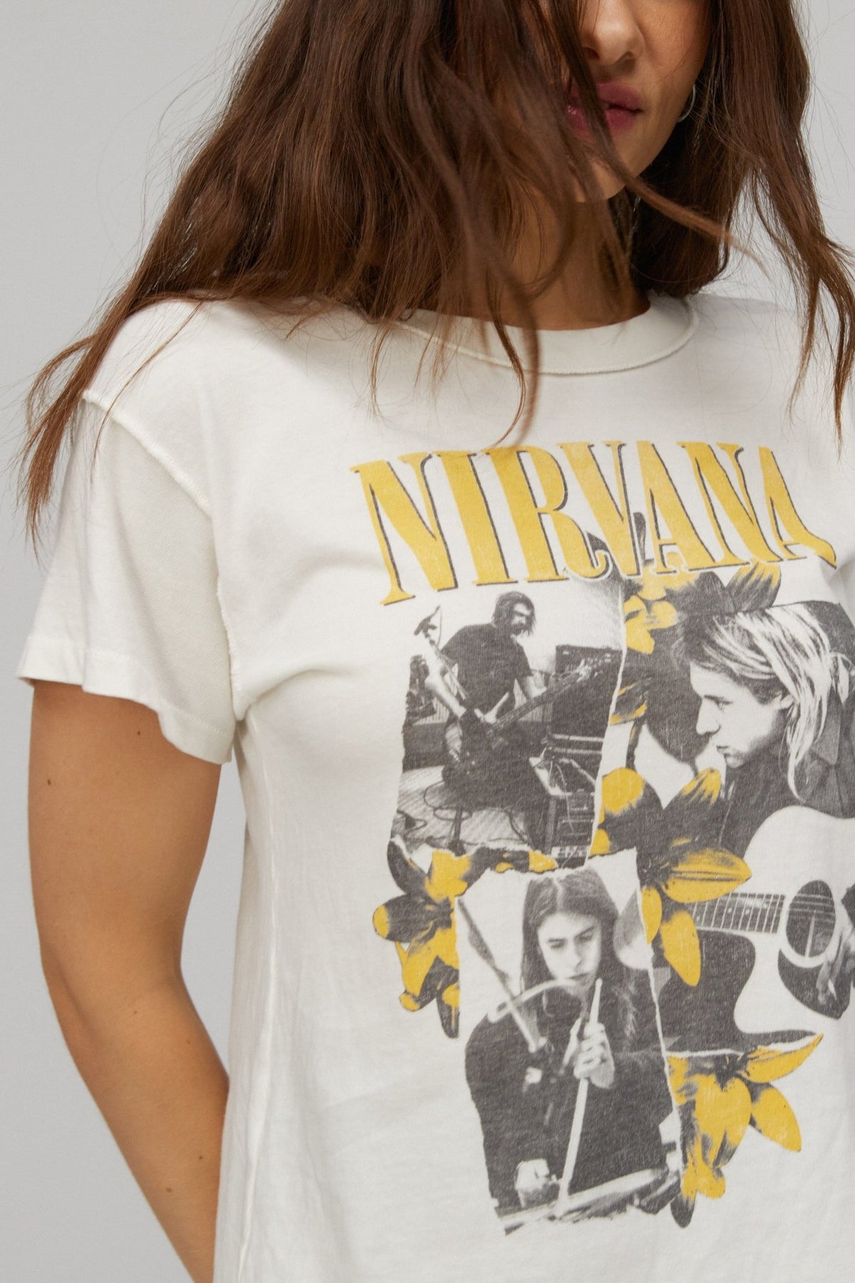 DAYDREAMER Nirvana Collage Reverse Girlfriend Tee in Vintage White - Graphic Tee - Blooming Daily