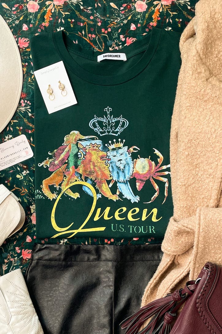 DAYDREAMER Queen US Tour Merch Graphic Tee in Emerald - Graphic Tee - Blooming Daily