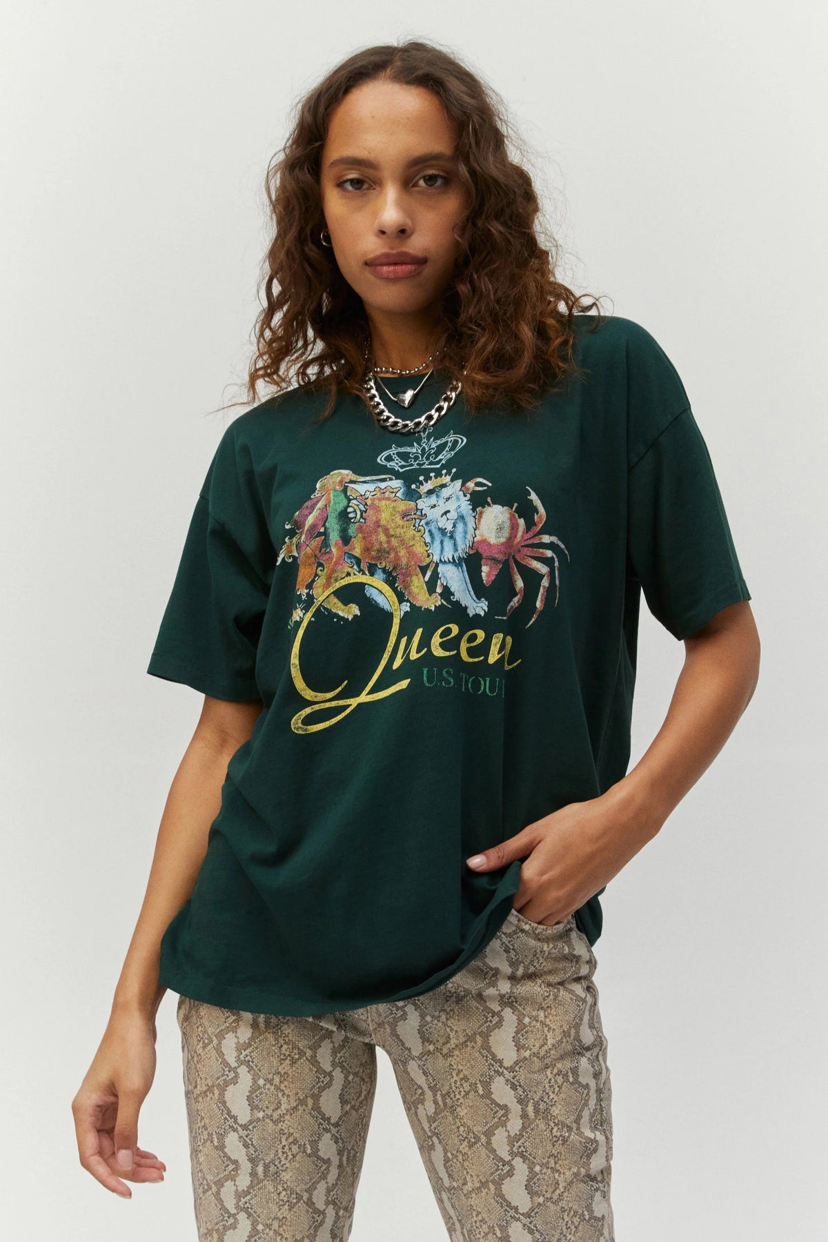 DAYDREAMER Queen US Tour Merch Graphic Tee in Emerald - Graphic Tee - Blooming Daily