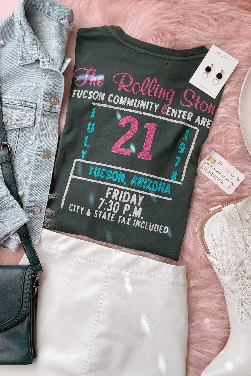 DAYDREAMER Rolling Stones 78 Ticket Boyfriend Graphic Tee - Graphic Tee - Blooming Daily