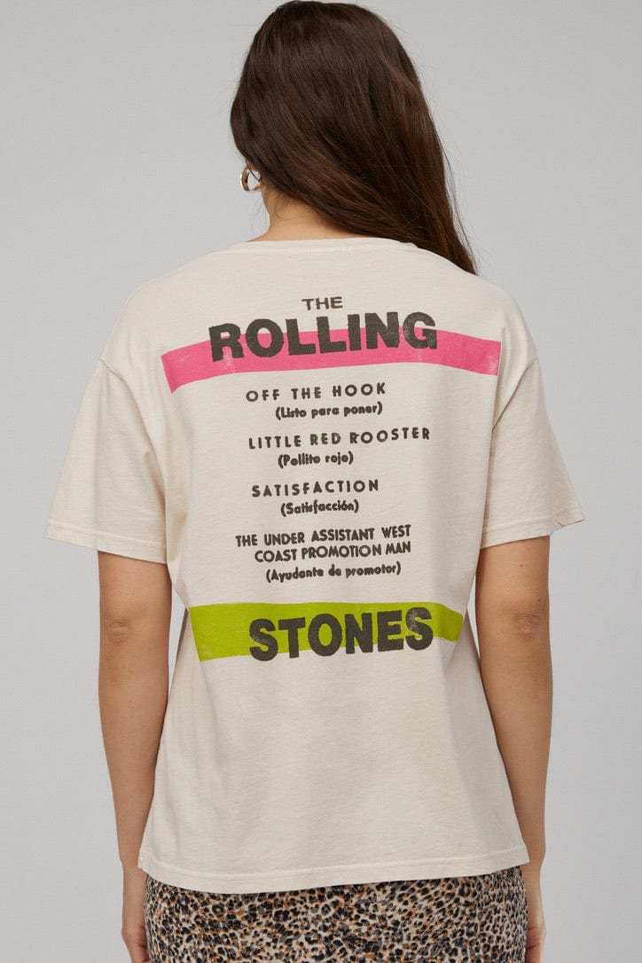 DAYDREAMER Rolling Stones Satisfaction Boyfriend Fit Graphic Tee in Dirty White - Graphic Tee - Blooming Daily