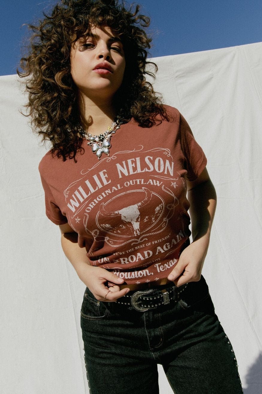 DAYDREAMER Willie Nelson Label Tour Graphic Tee in Sable - Graphic Tee - Blooming Daily