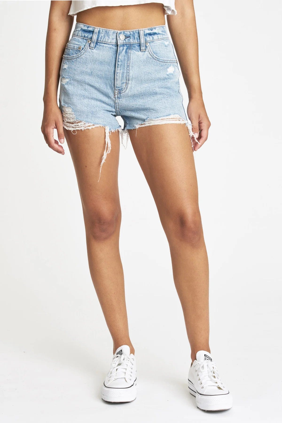 DAZE Troublemaker High Rise Denim Short in Just Kissed - Shorts - Blooming Daily