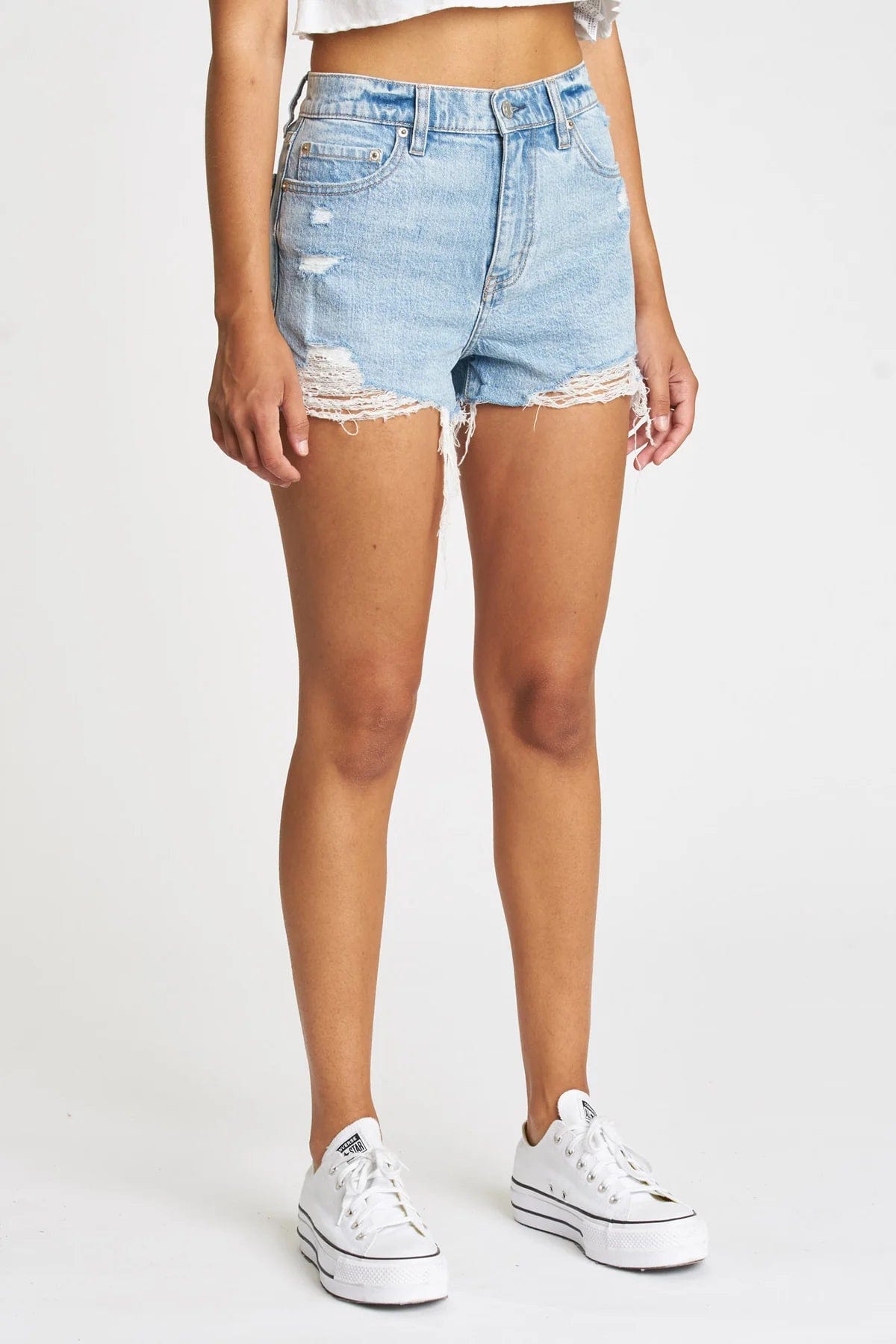 DAZE Troublemaker High Rise Denim Short in Just Kissed - Shorts - Blooming Daily
