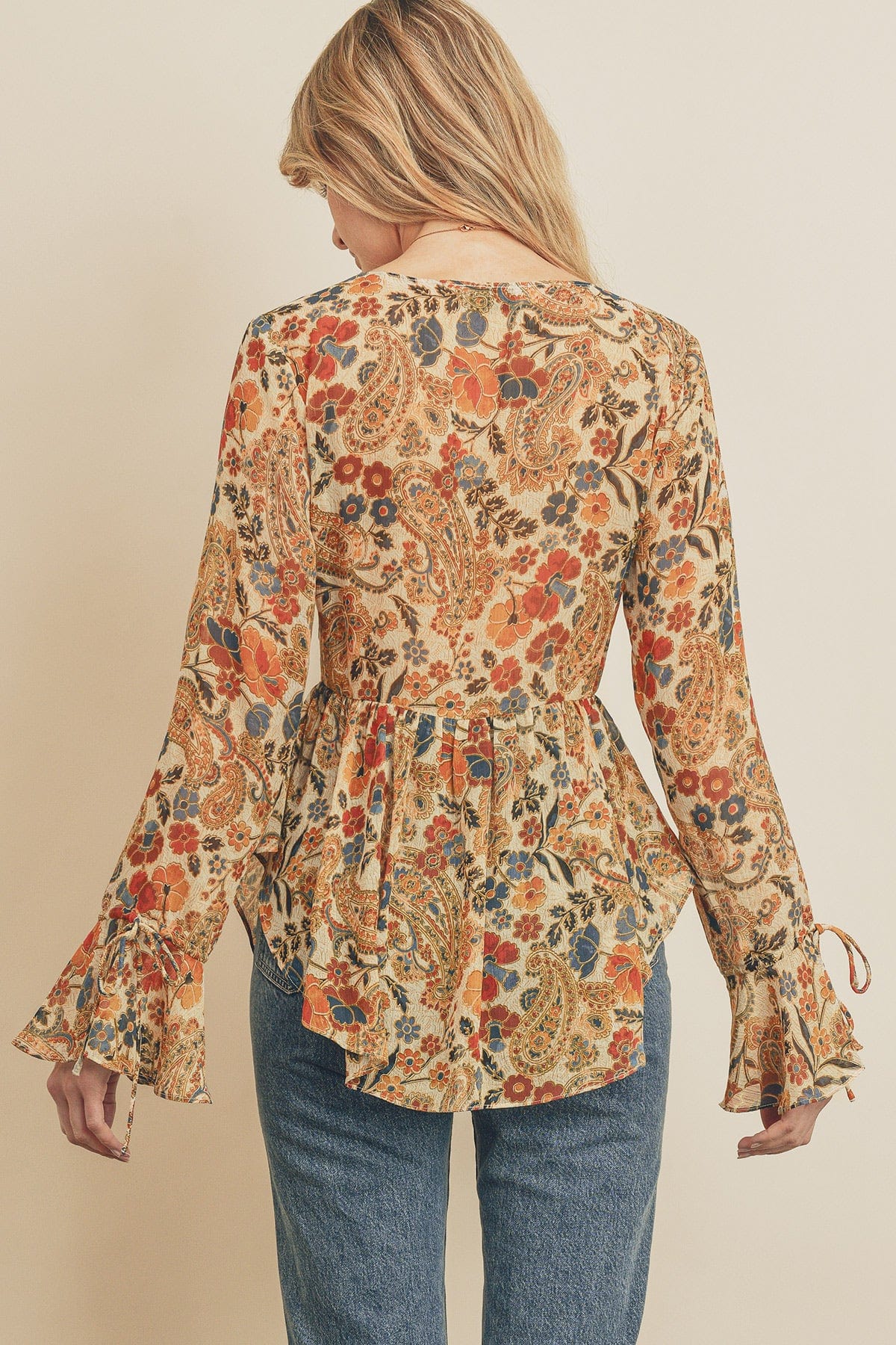Every Little Thing She Does Floral Paisley Tie Front Top - Shirts &amp; Tops - Blooming Daily