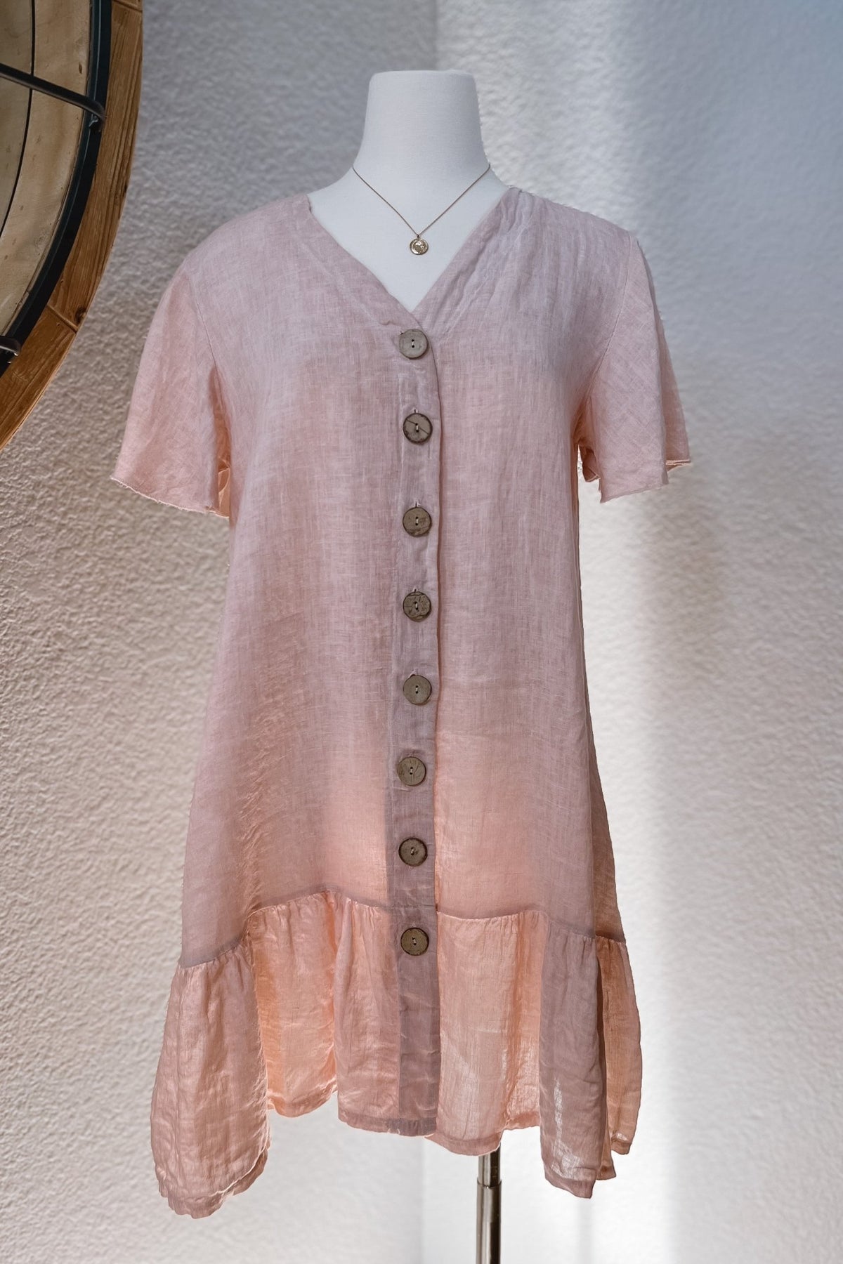 Feminine Pink Linen Shift Dress | Italian Linen - Women&#39;s Dresses - Blooming Daily