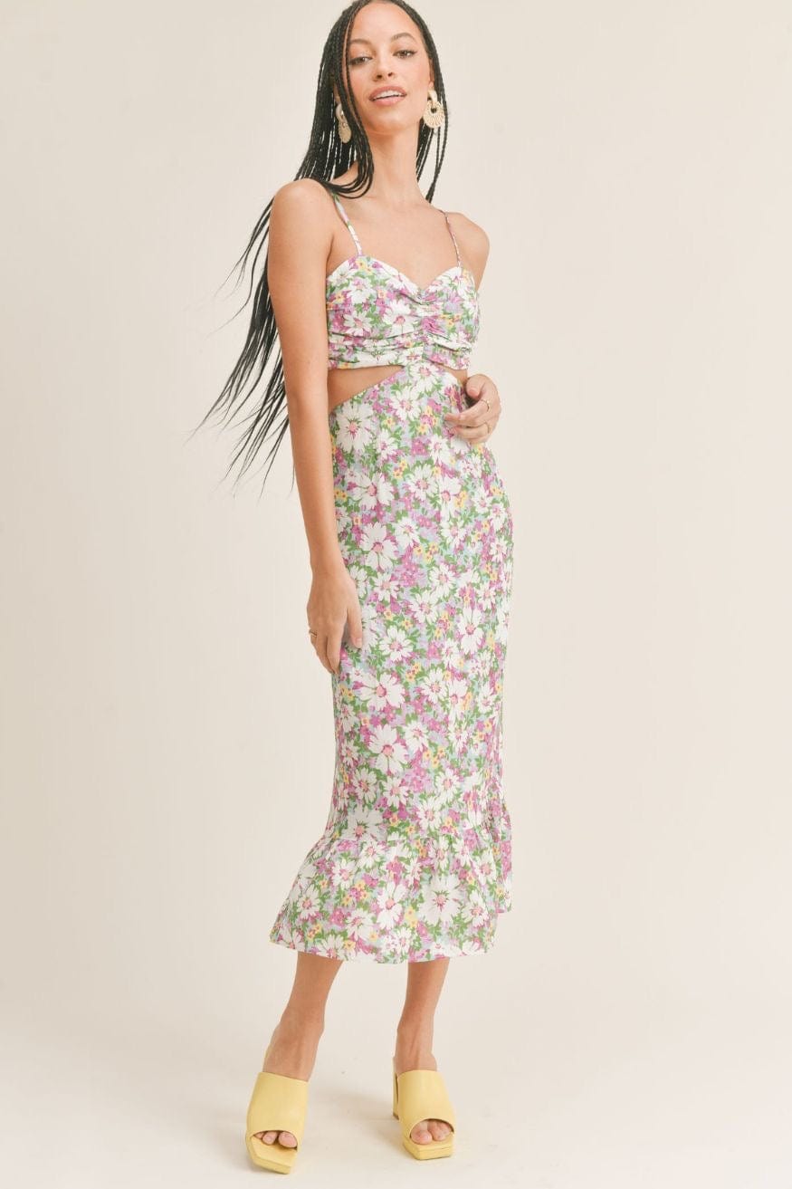 Floral Tie Back Cut Out Midi Dress – ASTR The Label