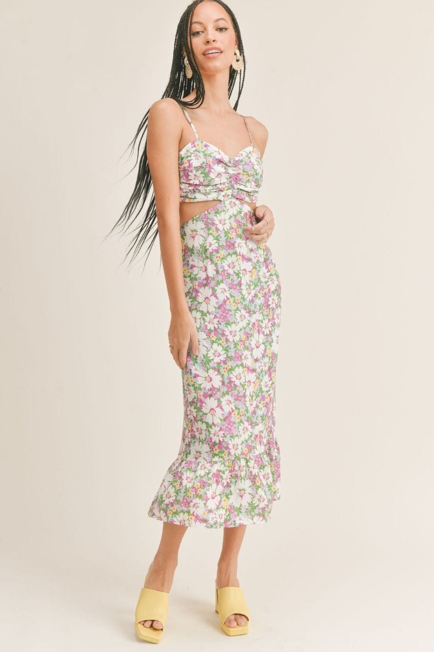 Shop Floral Midi Dress Side Cut Out Brazil Beauty by Sage The Label at Blooming Daily Shop Floral Midi Dress Side Cut Out Brazil Beauty by Sage The Label at Blooming Daily