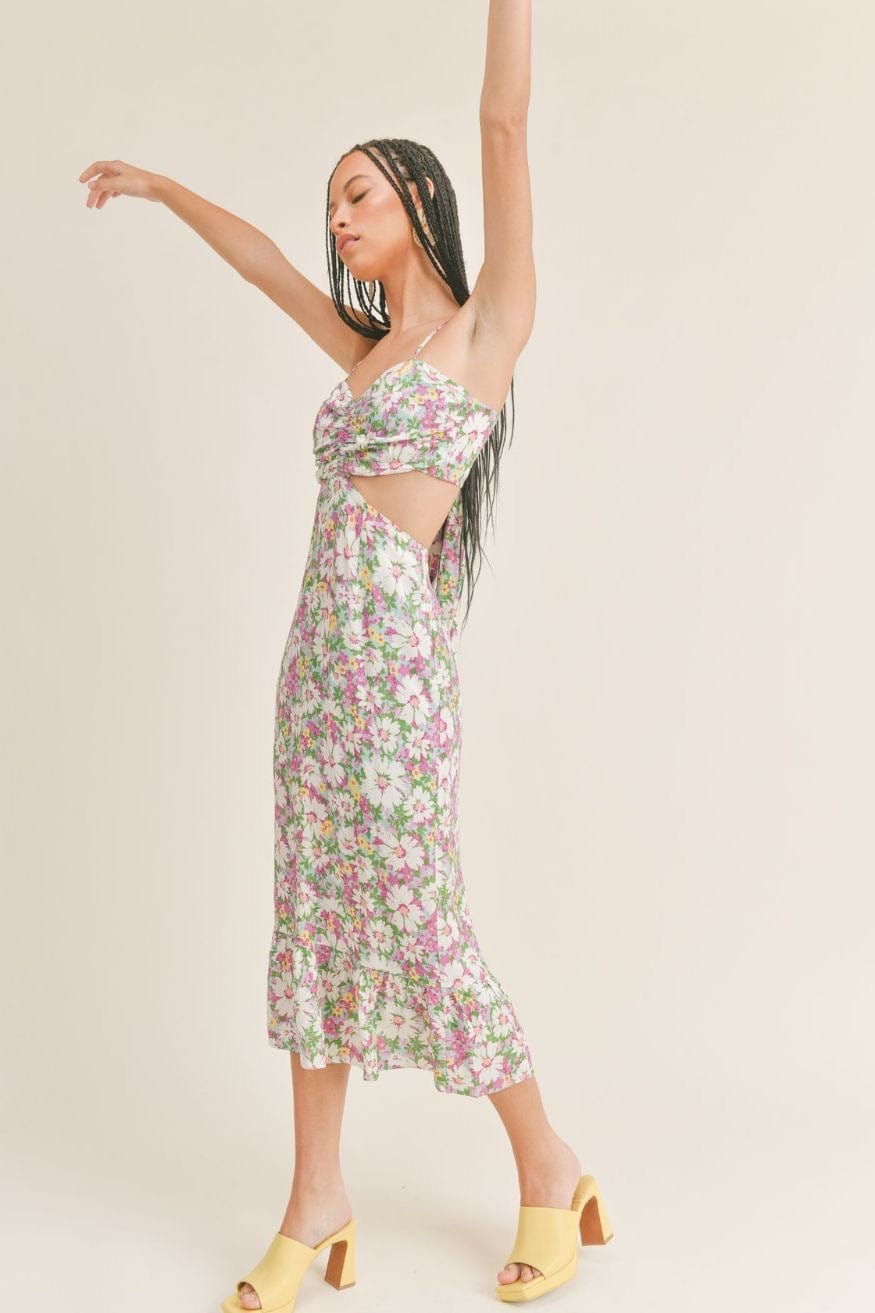 Floral Midi Dress Side Cut Out Brazil Beauty by Sage The Label - Dresses - Blooming Daily