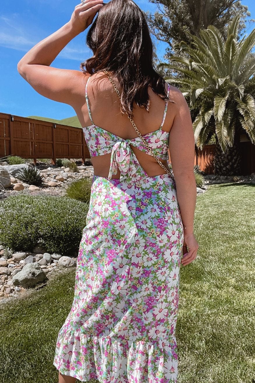 Floral Midi Dress Side Cut Out Brazil Beauty by Sage The Label - Dresses - Blooming Daily