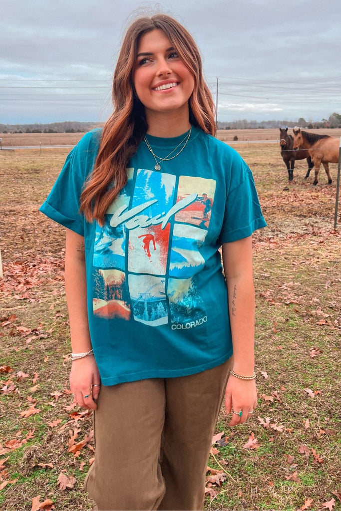 Girl Dangerous Vail Graphic T-shirt - Teal Green | Final Sale