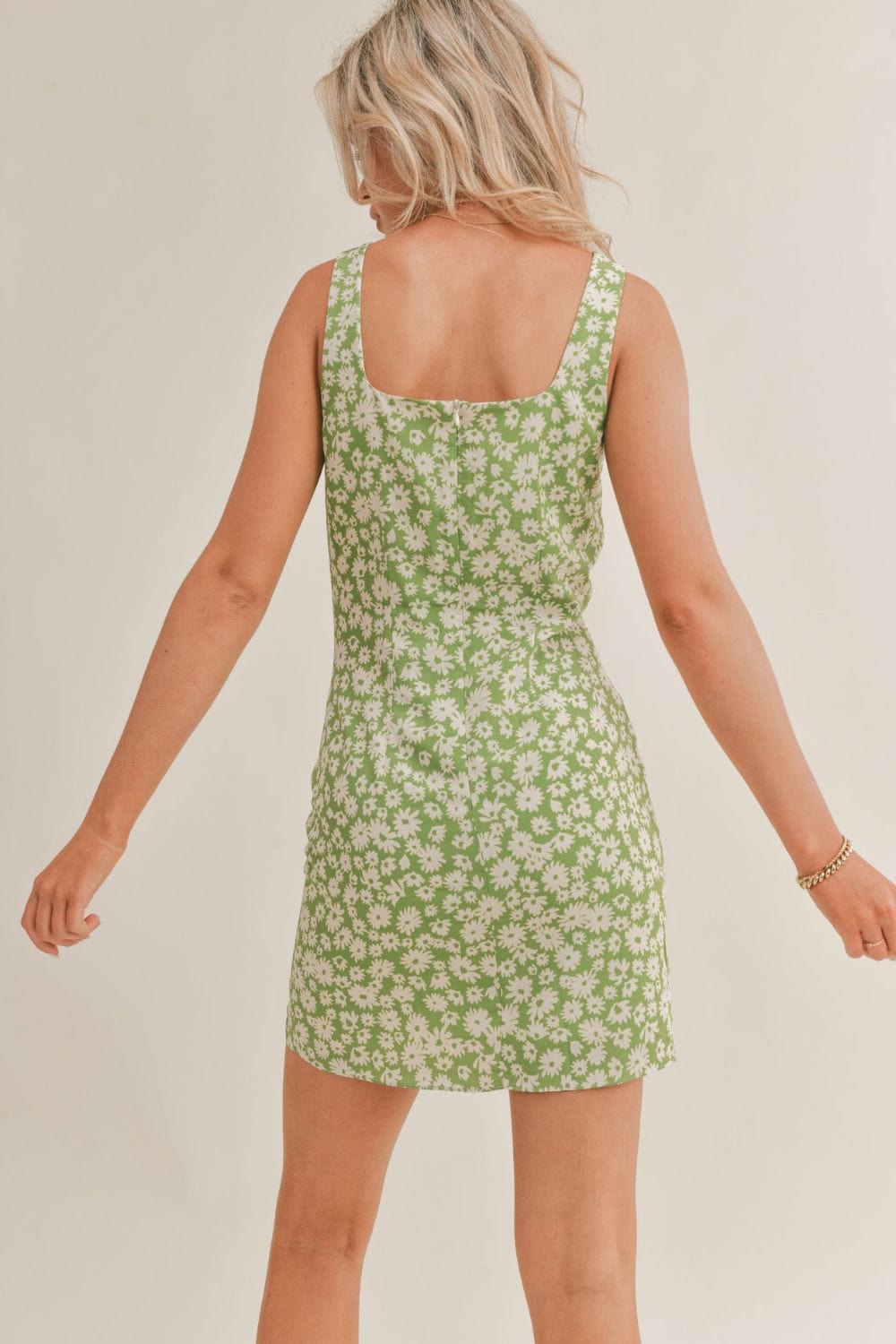 Green Garden Floral Mini Dress by Sage The Label - Dresses - Blooming Daily