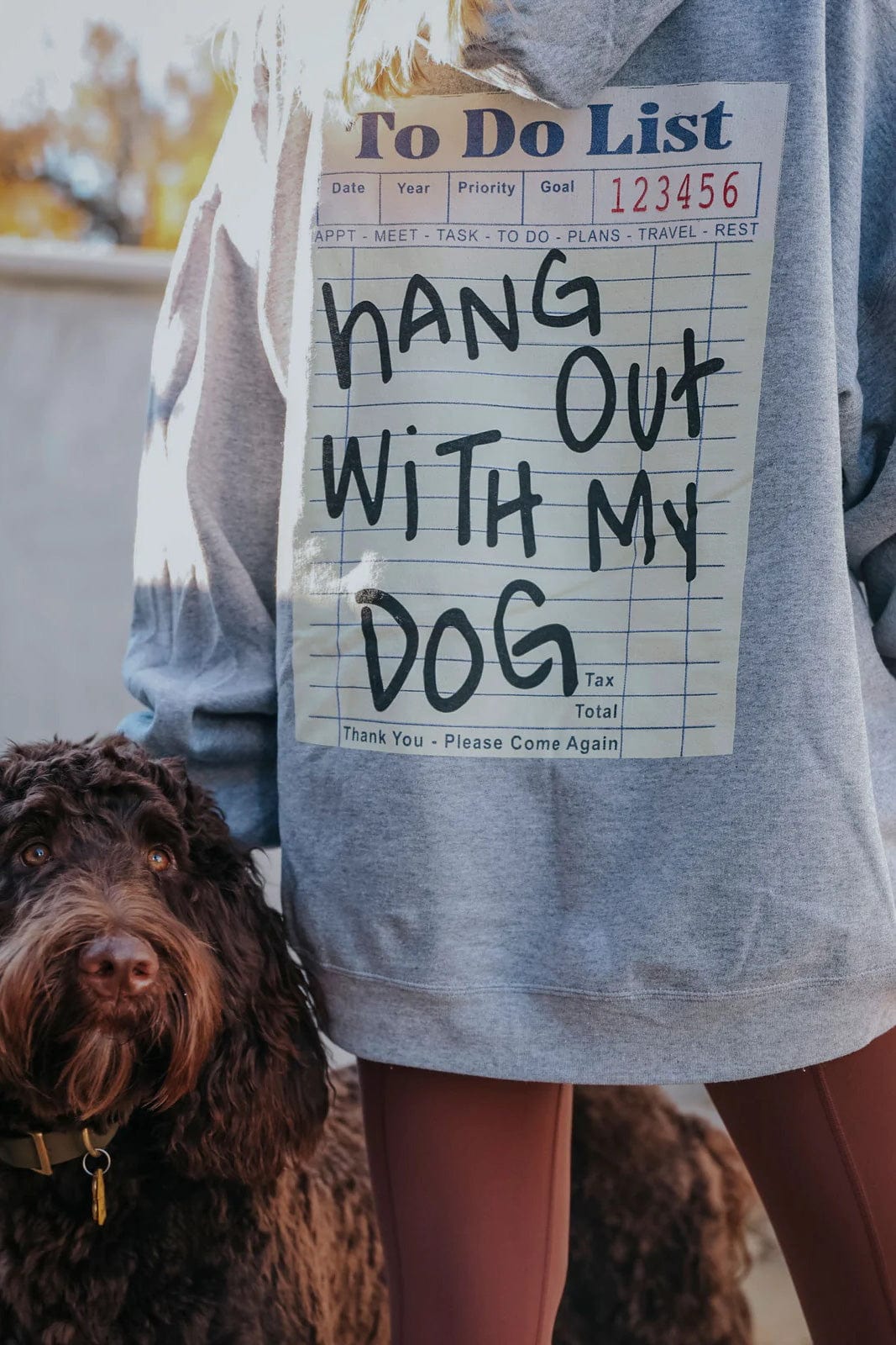 Hang Out With My Dog Mom Hoodie in Heather Gray - Graphic Tee - Blooming Daily