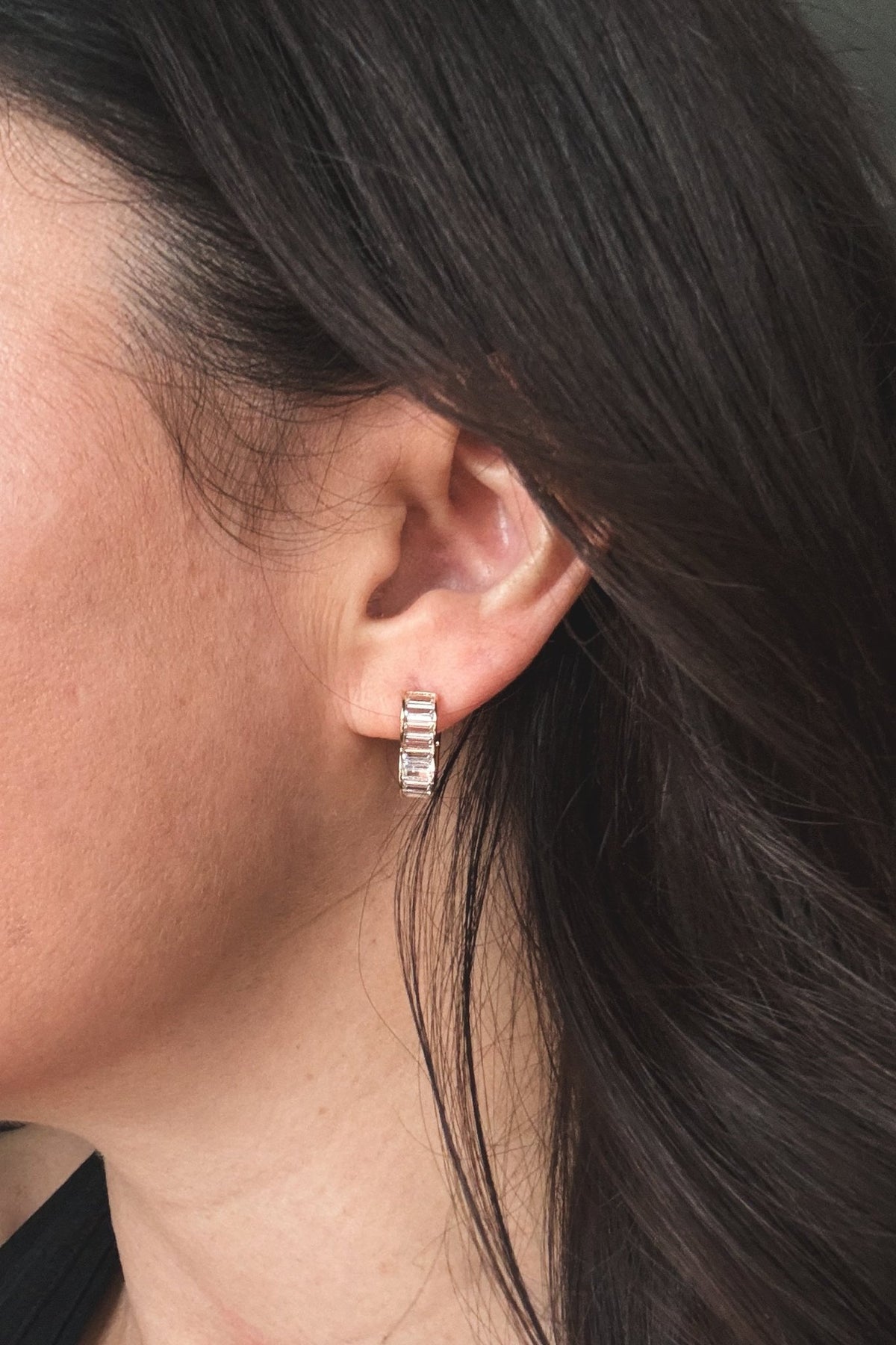 Heart Shaped Baguette Cubic Zirconia Earrings | Gold - Women&#39;s Jewelry - Blooming Daily