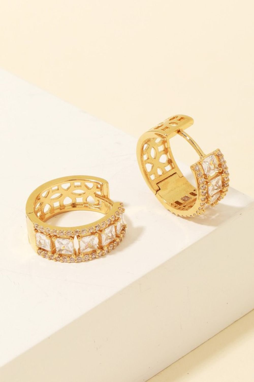 Huggie Mini Hoop Crystal Ladder Earrings | Women's Accessories | Jewelry - Women's Jewelry - Blooming Daily
