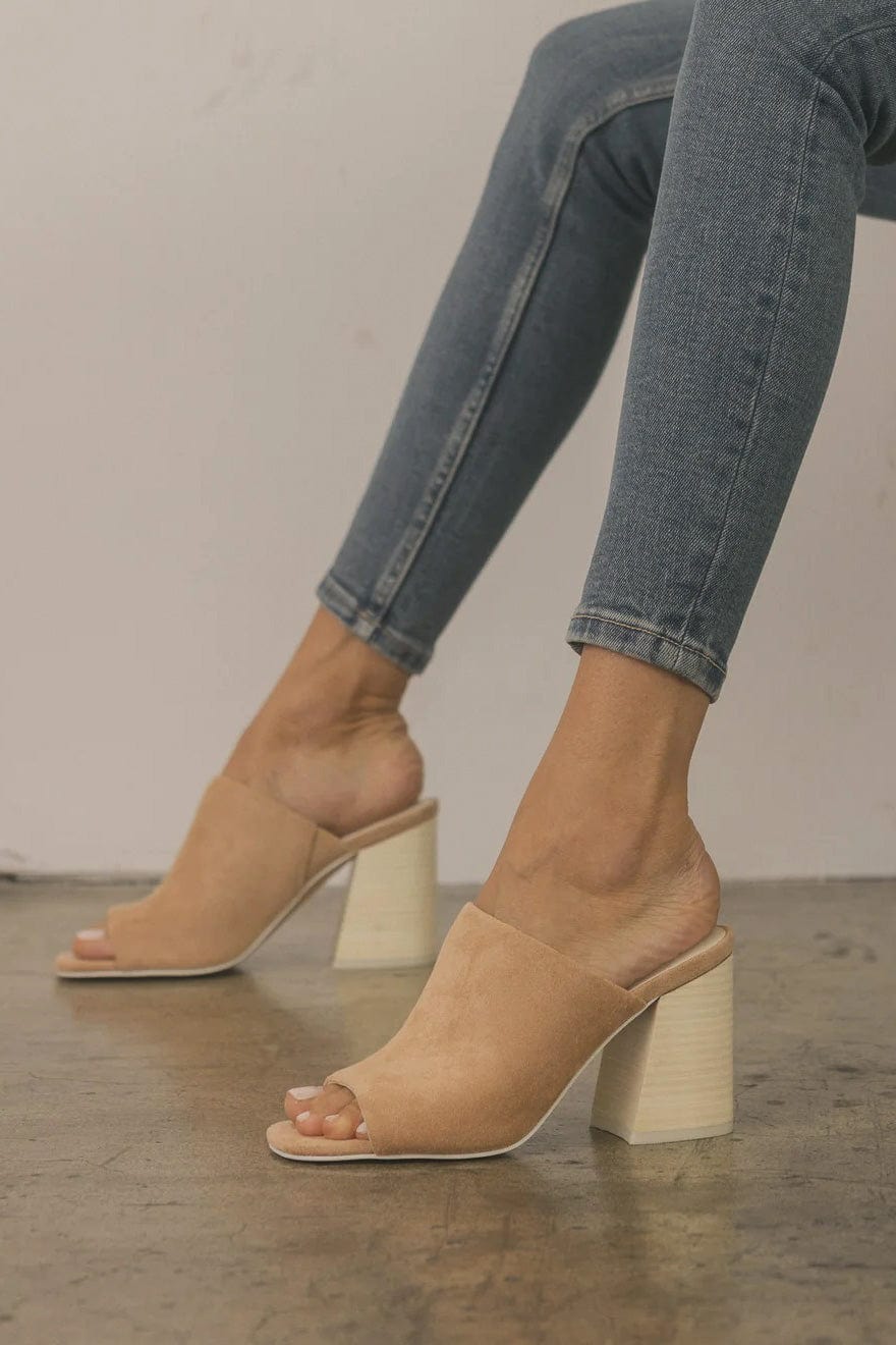 Kathleen Block Heel Slide in Almond - Shoes - Blooming Daily