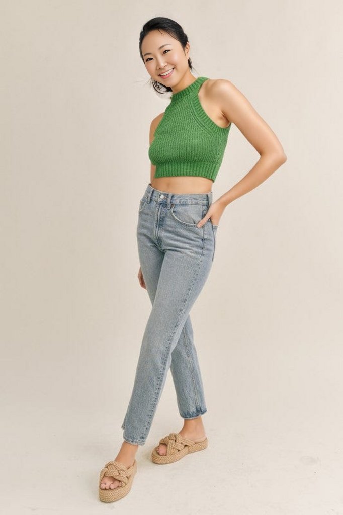 Knit Crop Sweater Tank Kelly Green - Shirts &amp; Tops - Blooming Daily
