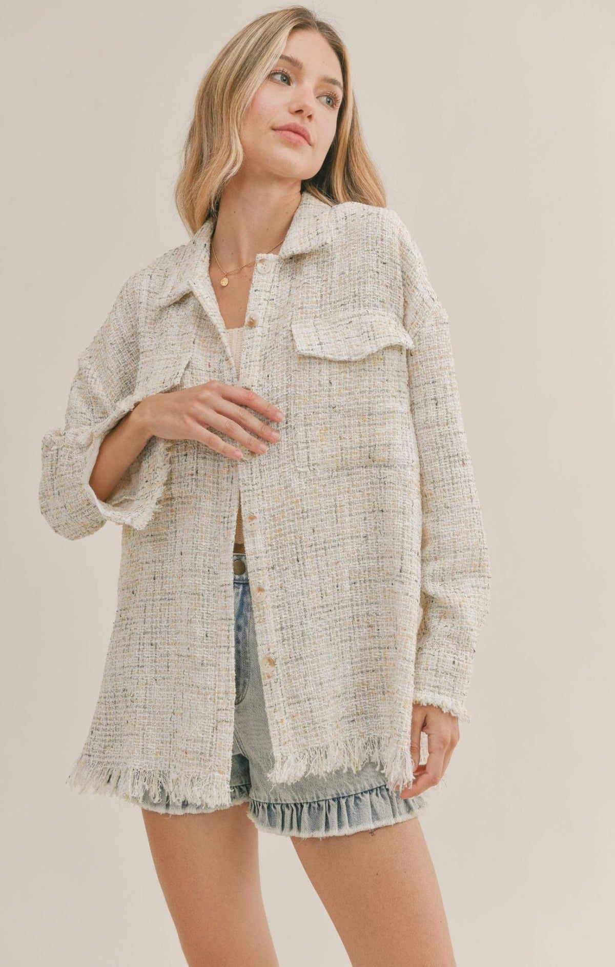 Lemon Drop Textured Shacket by Sadie &amp; Sage - Shirts &amp; Tops - Blooming Daily
