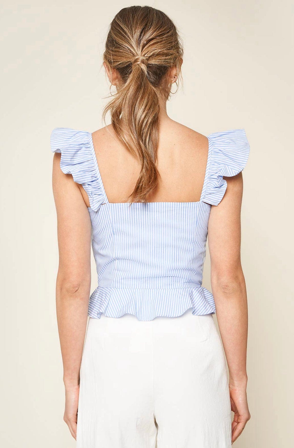 Marseille Striped Peplum Top - Top - Blooming Daily