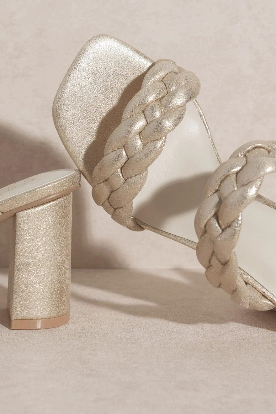 OASIS SOCIETY Savannah Light Gold Metallic Heels - Shoes - Blooming Daily