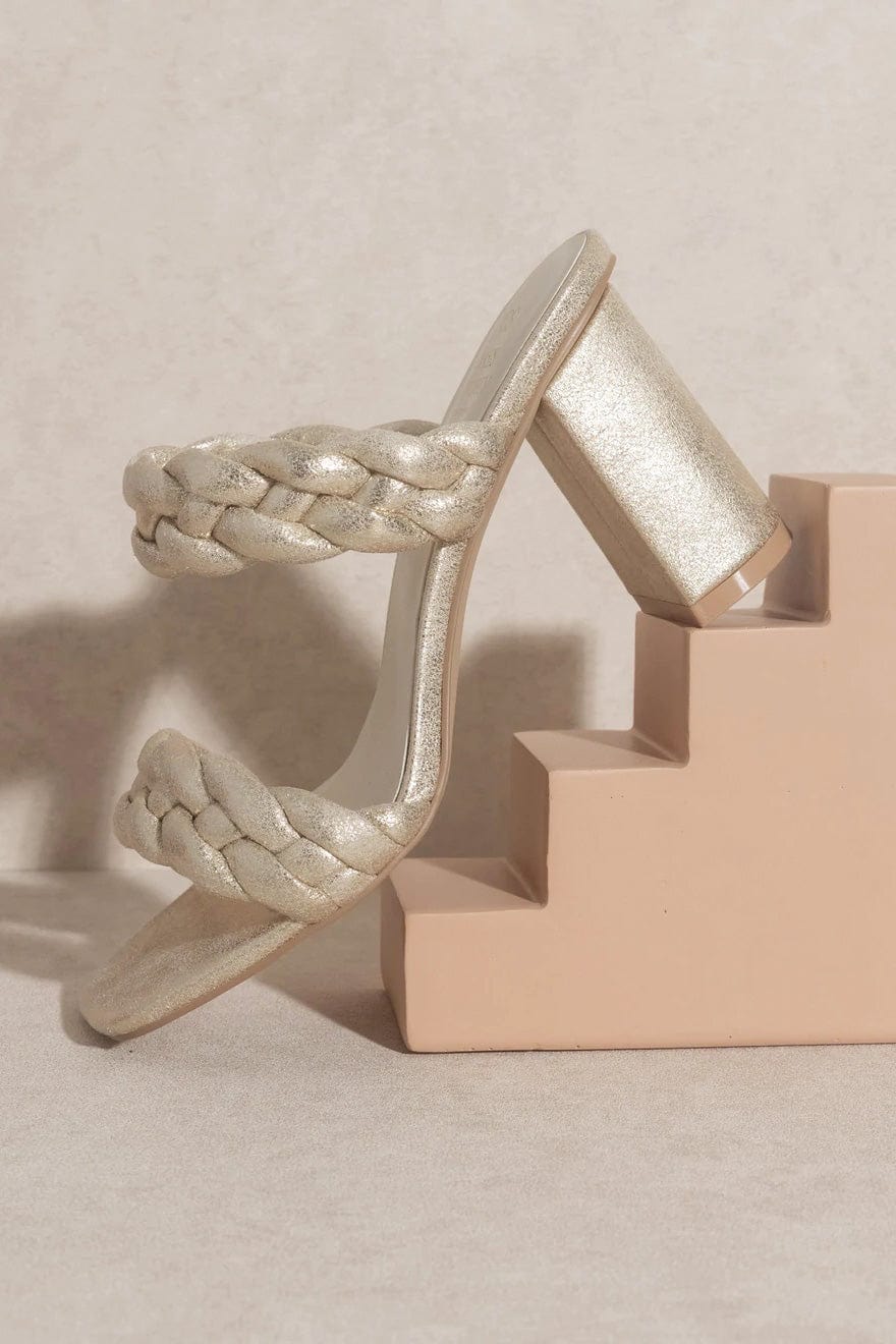 OASIS SOCIETY Savannah Light Gold Metallic Heels - Shoes - Blooming Daily