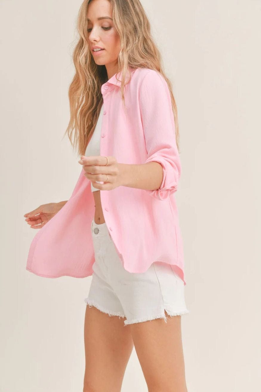 Pink Button Down Shirt So Posh by Sadie & Sage - Shirts & Tops - Blooming Daily