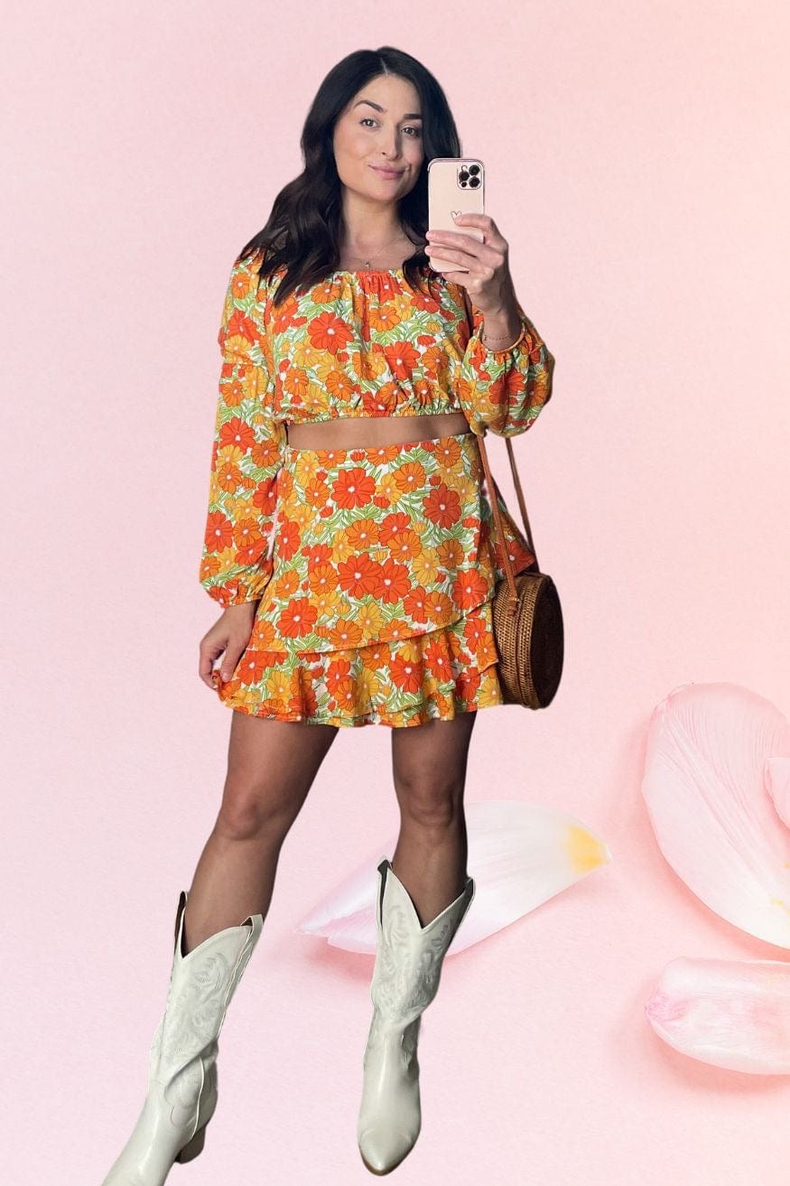 Poppy Print Ruffle Mini Skirt Summer Forever by Sadie & Sage - Skirt - Blooming Daily