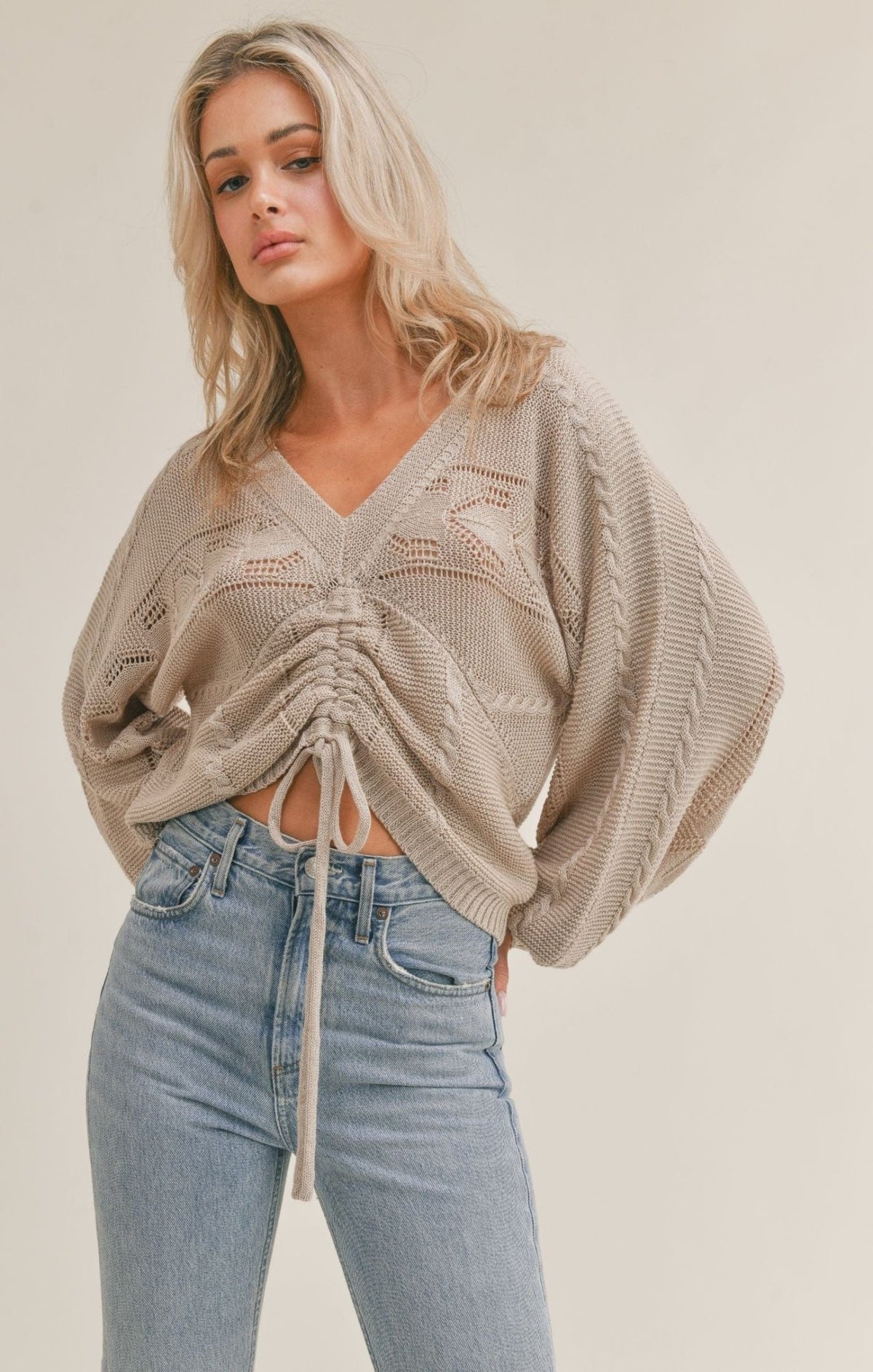 Sage The Label Abril Ruched Sweater - Shirts &amp; Tops - Blooming Daily