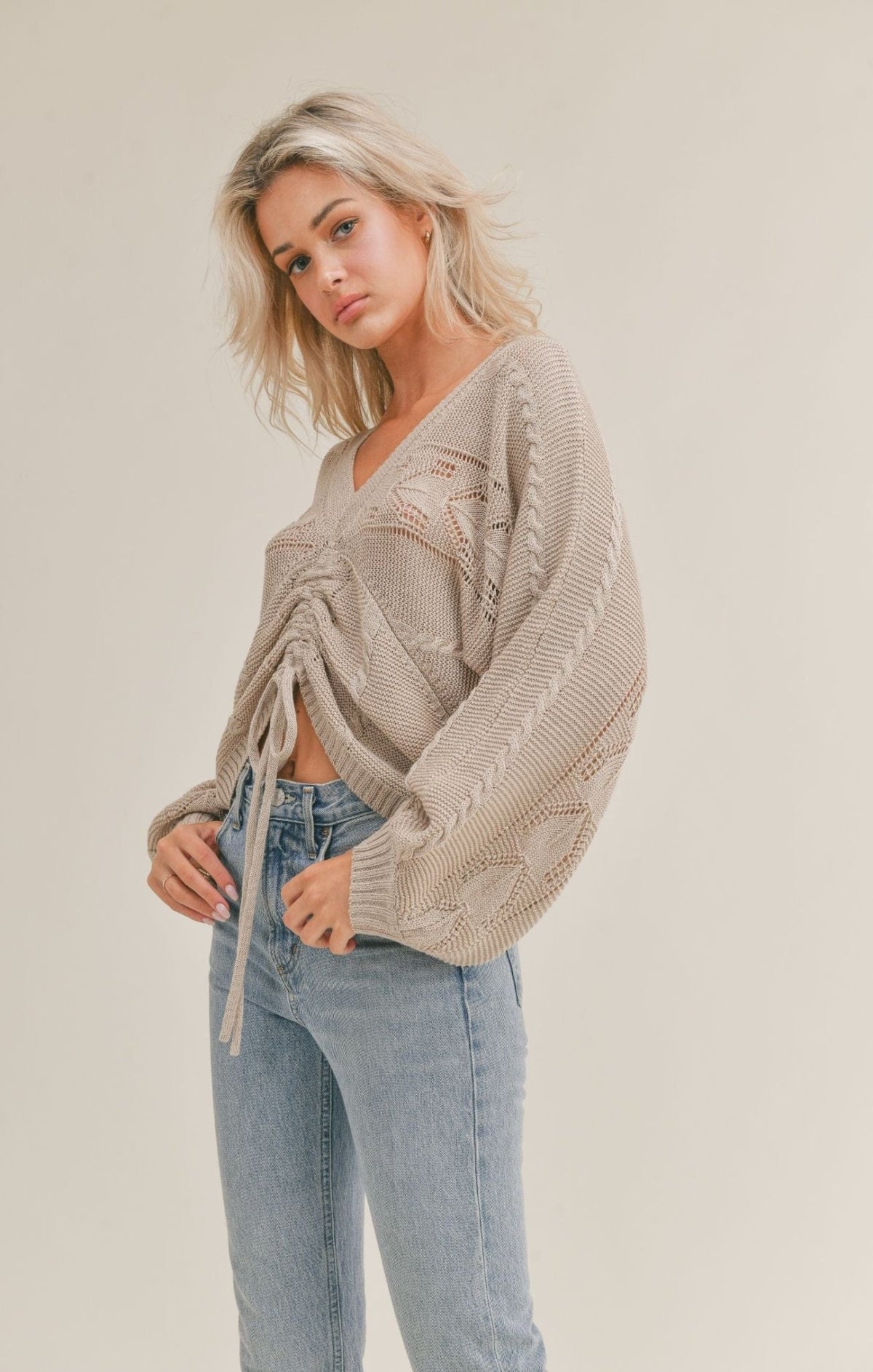 Sage The Label Abril Ruched Sweater - Shirts &amp; Tops - Blooming Daily