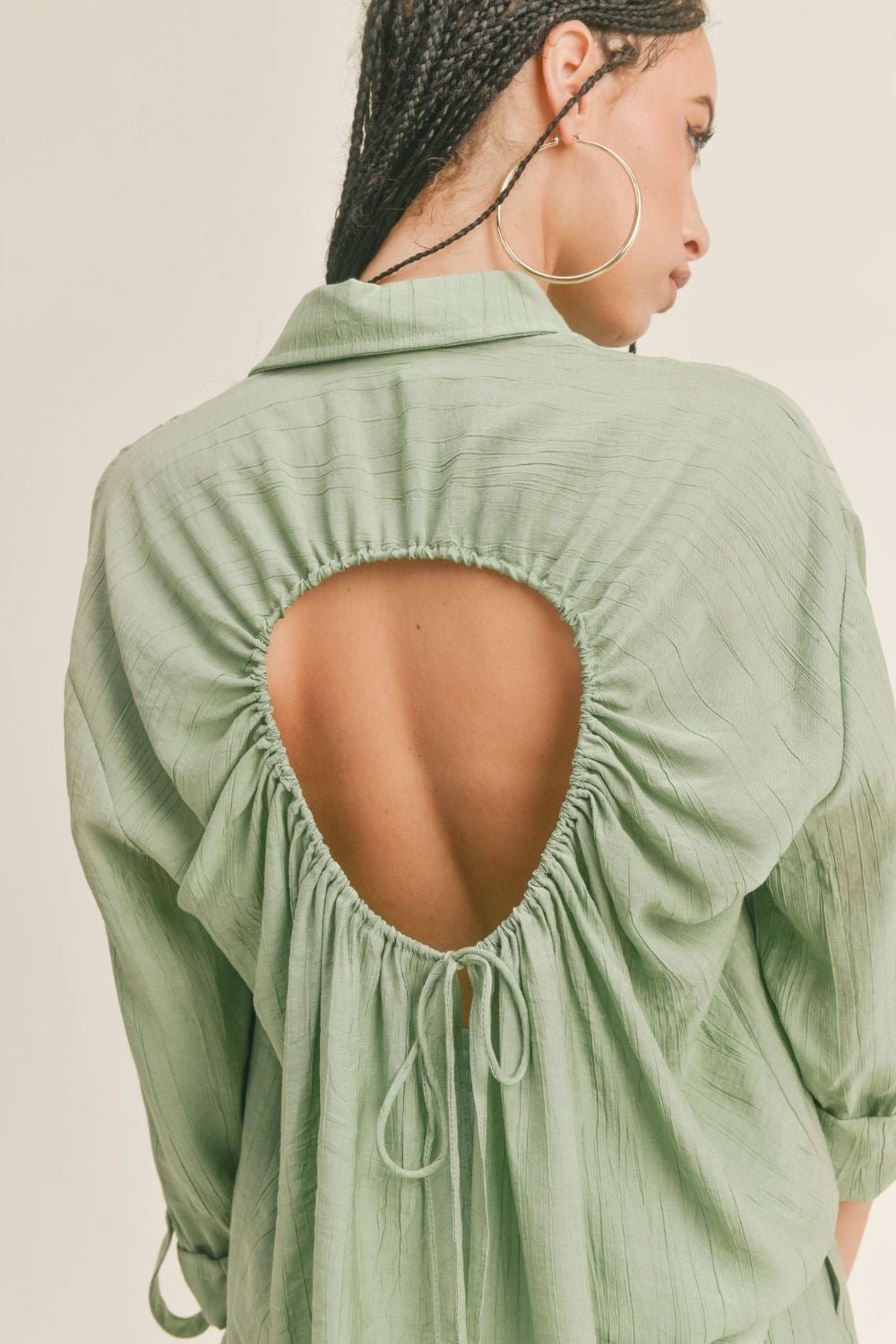 Sage The Label | Long Sleeve Button Down Top | Pistachio Green - Women's Shirts & Tops - Blooming Daily