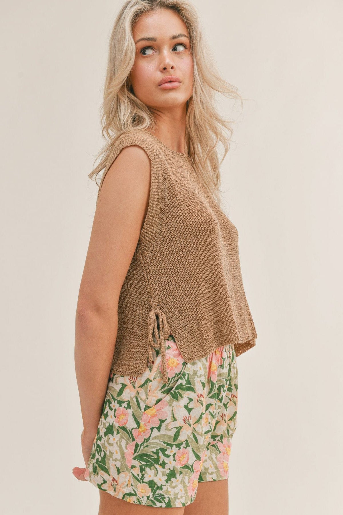 Sage The Label Mariposa Side Tie Sleeveless Sweater - Shirts &amp; Tops - Blooming Daily