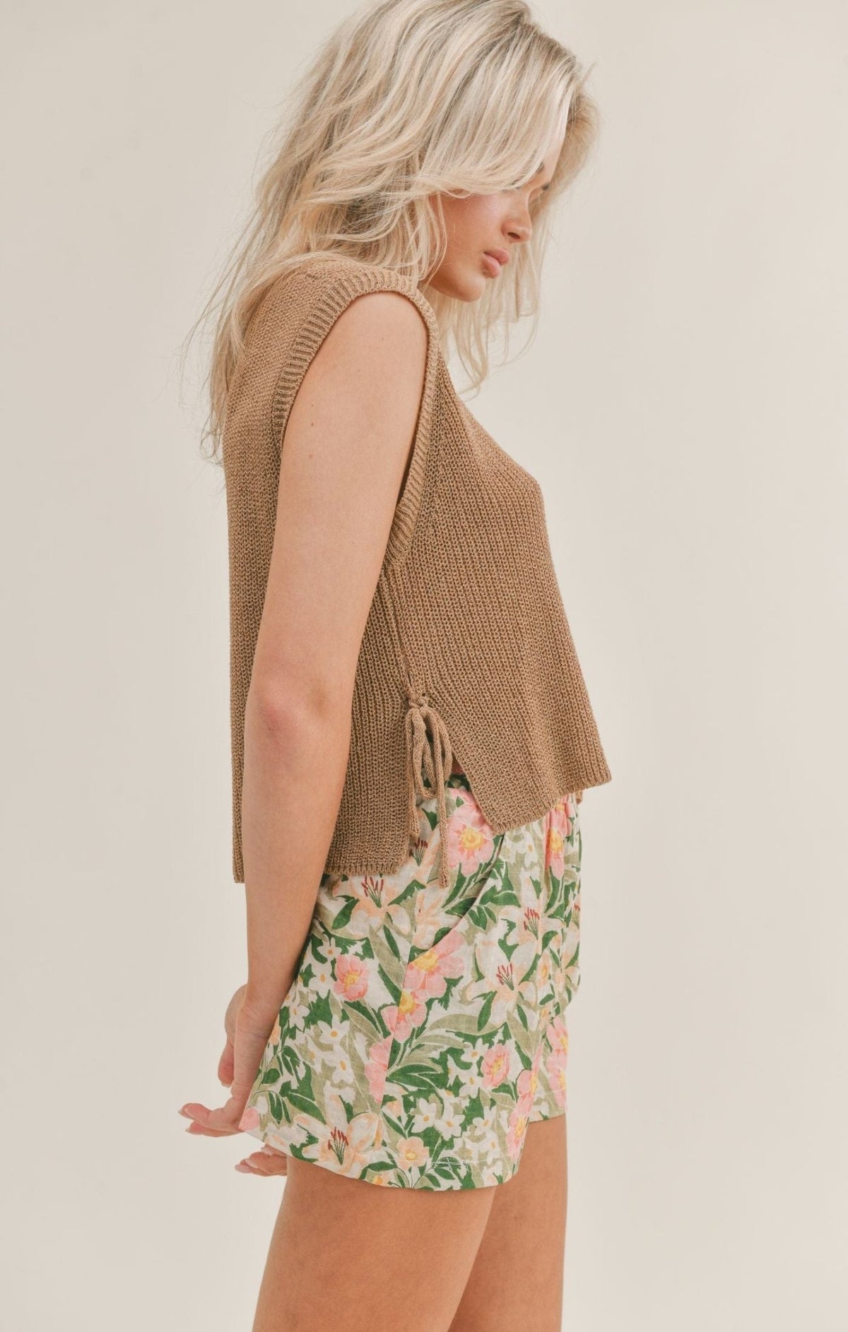 Sage The Label Mariposa Side Tie Sleeveless Sweater - Shirts &amp; Tops - Blooming Daily