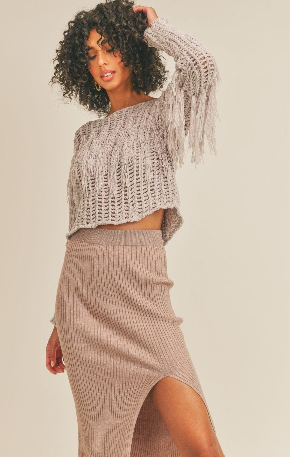 Sage The Label Stone Fringe Knit Sweater Top - Shirts &amp; Tops - Blooming Daily