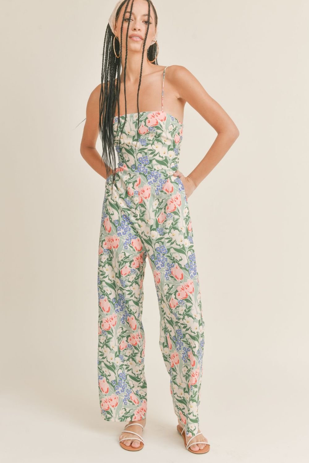 Sage The Label | Women's Floral Jumpsuit | Green Multi - Women's Jumpsuit - Blooming Daily