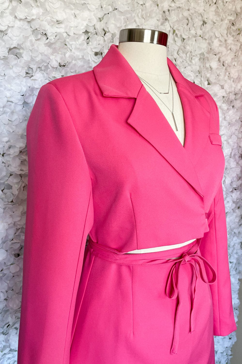 Sapphire Hot Pink Blazer Cut Out Dress - Dresses - Blooming Daily