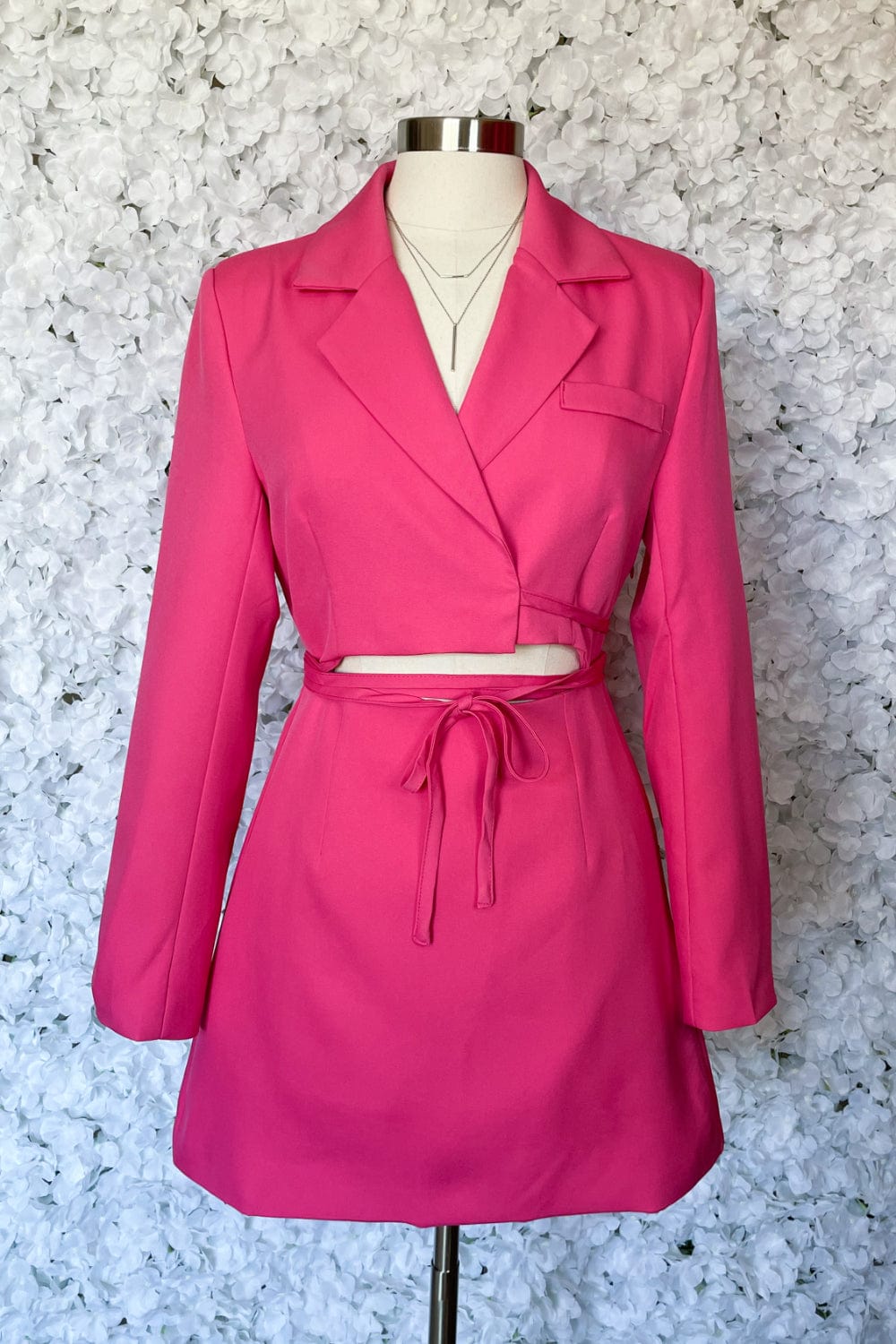 Sapphire Hot Pink Blazer Cut Out Dress - Dresses - Blooming Daily