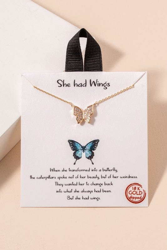She Had Wings Gold Butterfly Necklace - Necklaces - Blooming Daily