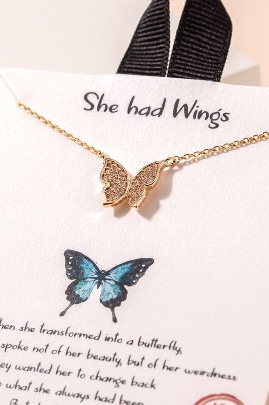 She Had Wings Gold Butterfly Necklace - Necklaces - Blooming Daily