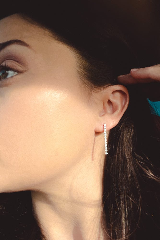 Single Strand Lightweight Dainty Crystal Earrings 14k Gold Dipped - Earrings - Blooming Daily