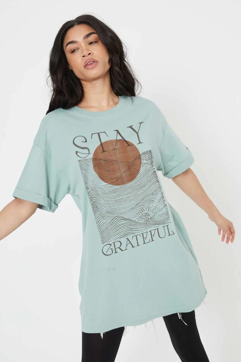 Stay Grateful | Boyfriend Shirt Dress | Girl Dangerous - Women&#39;s Shirts &amp; Tops - Blooming Daily